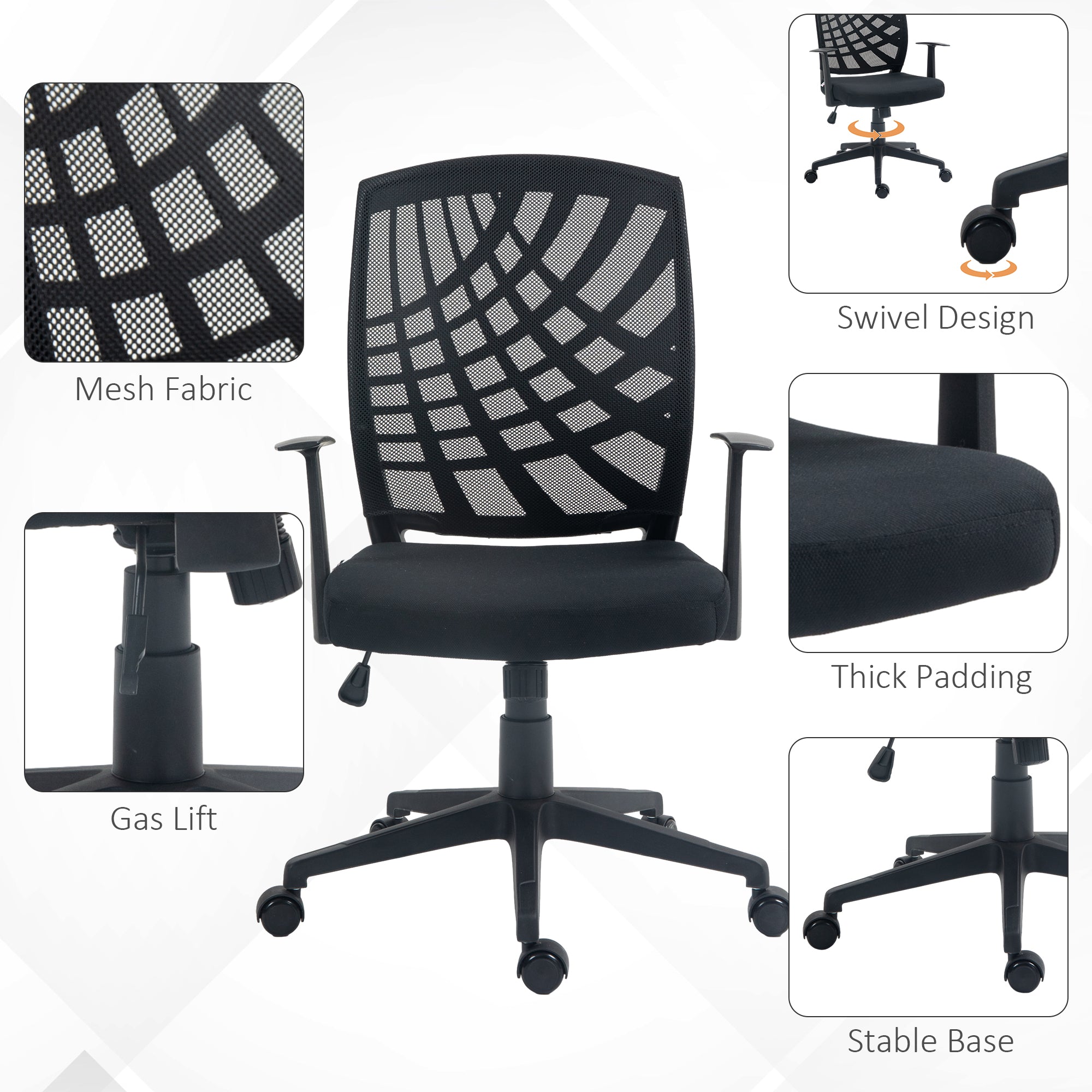 97.5-106.5cm Adjustable Home Office Chair - Black