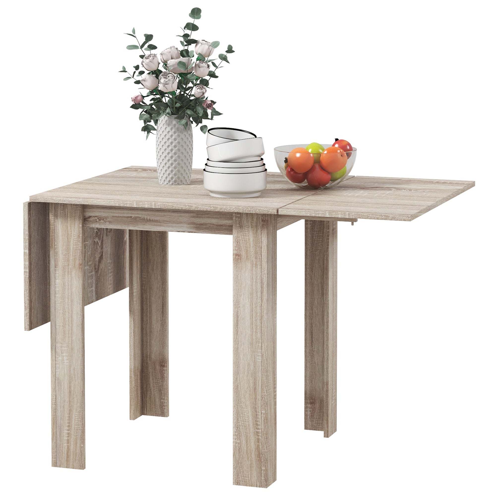 Four-Seater Drop Leaf Dining Table - Wood Effect