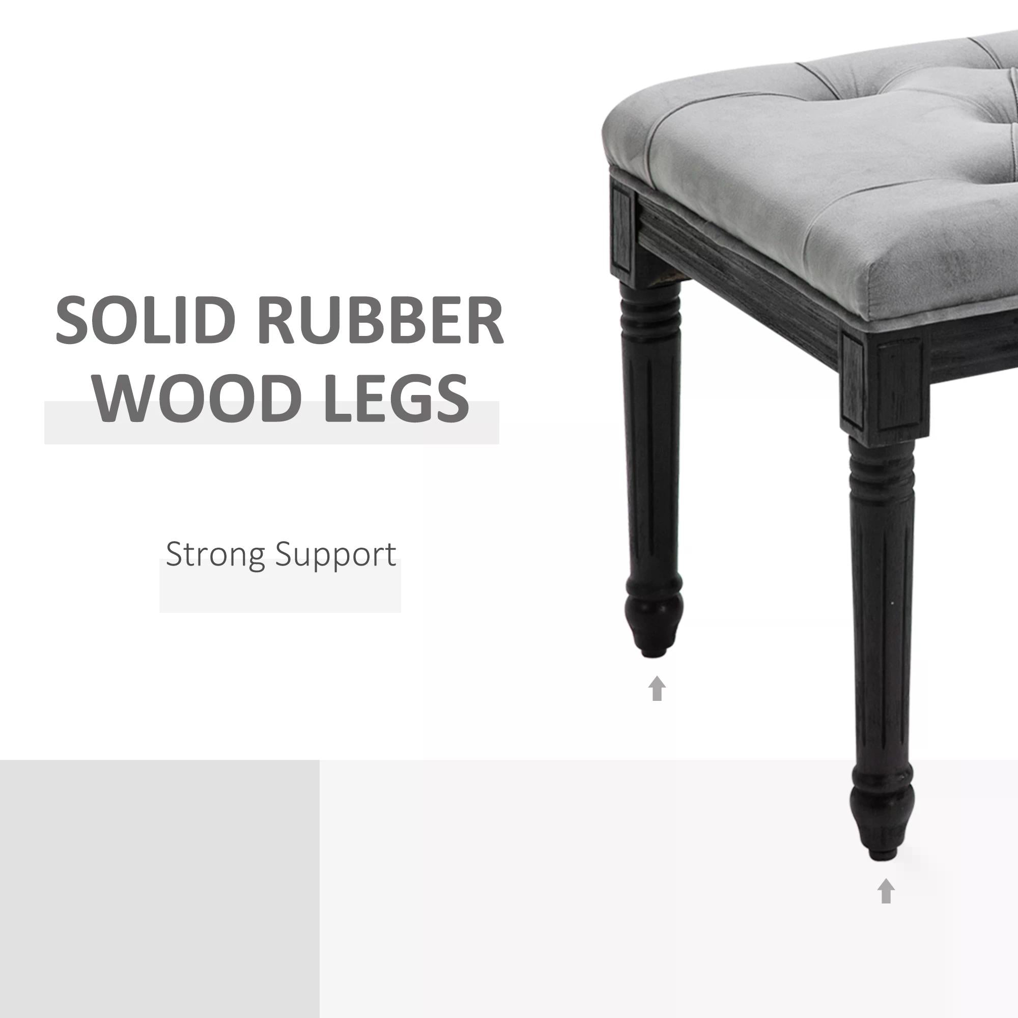 Fabric Bed End Bench Side Chaise Lounge Sofa Velvet Upholstered Tufted Accent Window Seat for Bedroom, Living Room, Hallway, Grey