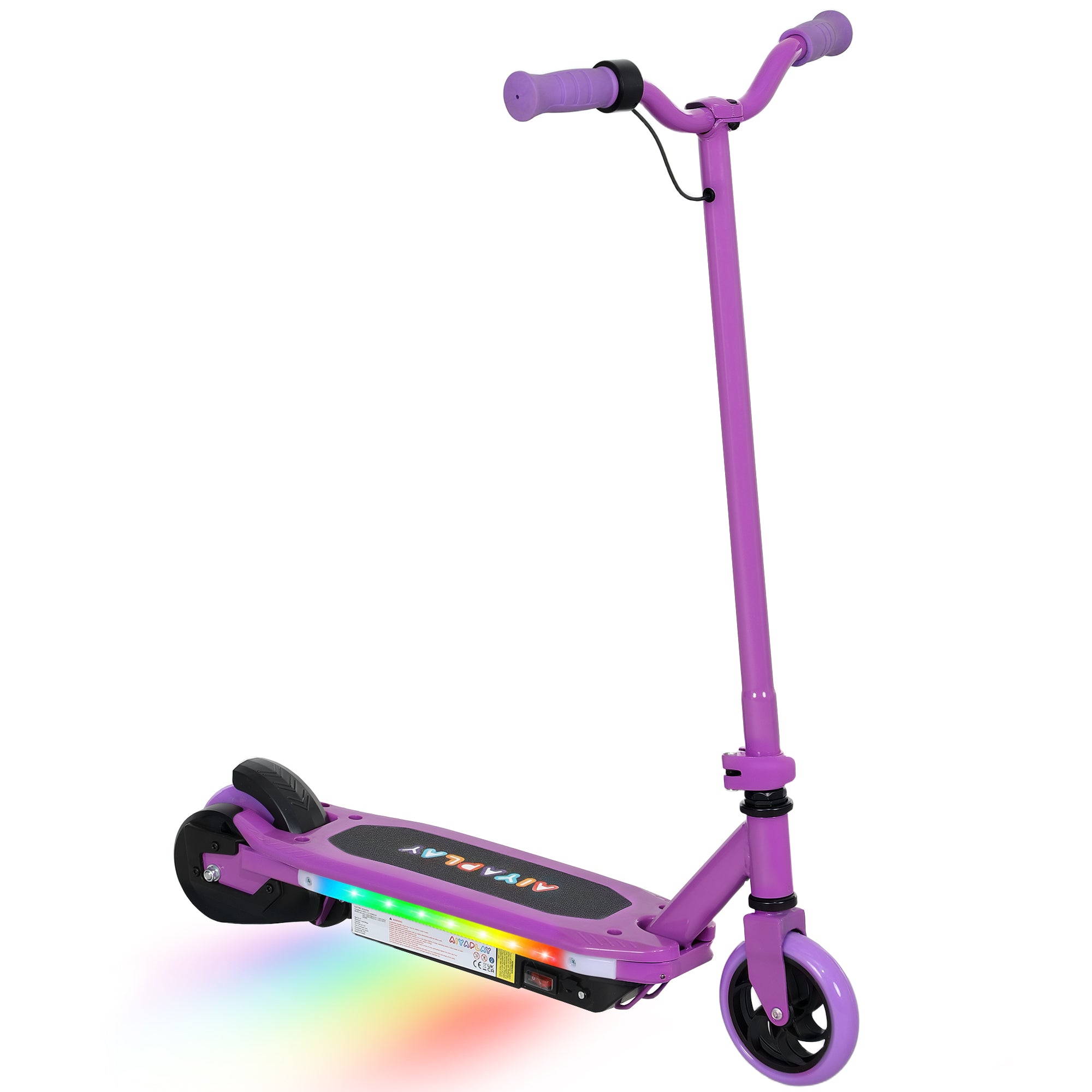 Electric Scooter for Kids 6-14 with Colourful Lights & Electric Brake, 10 km/h Speed - Purple