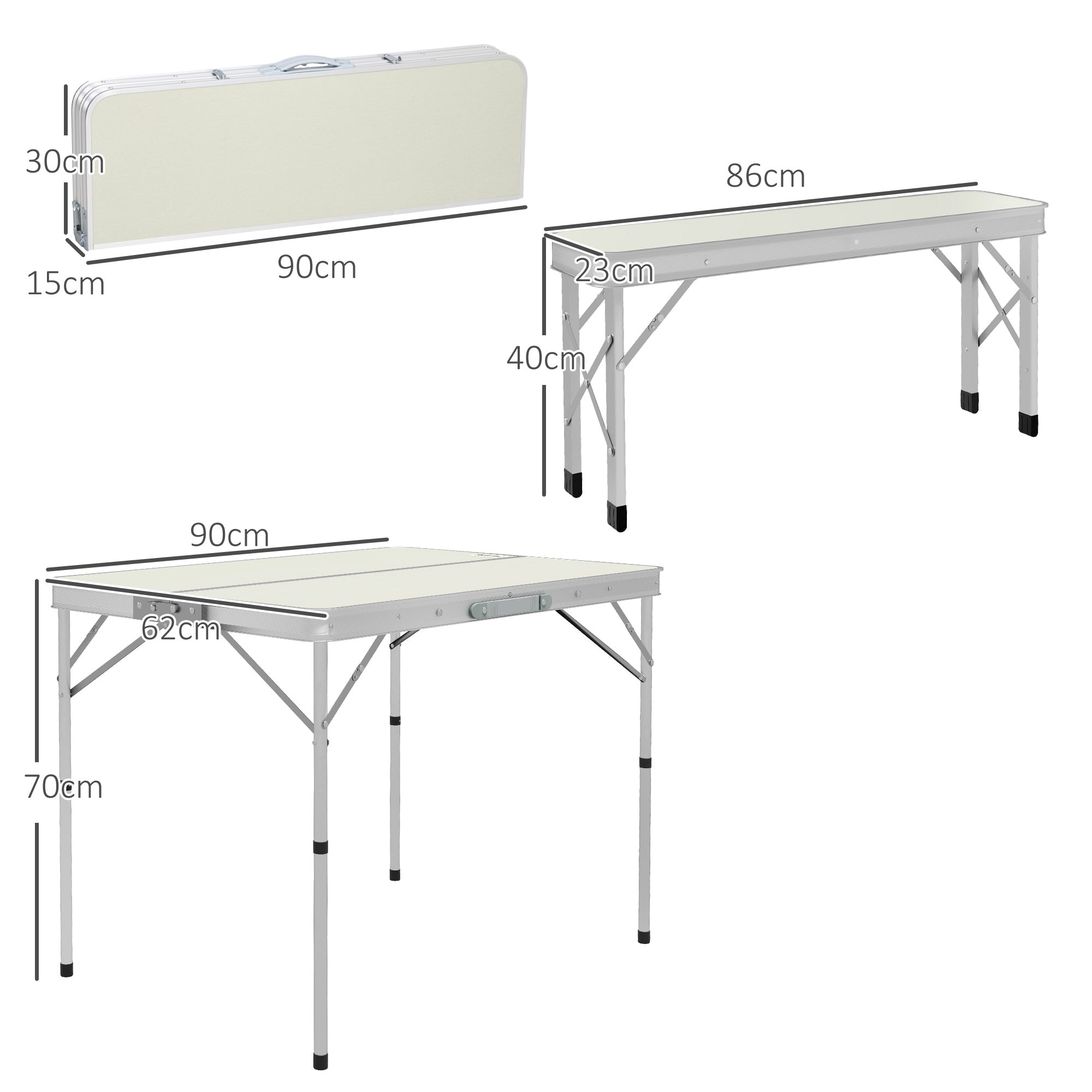 Three-Piece Aluminium Folding Picnic Table and Bench Set