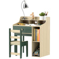 2 Piece Kids Desk and Chair Set with Storage Shelves and Drawer - Green