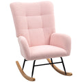 Teddy Fleece Rocking Chair with Cushioned Seat and Back Support - Pink