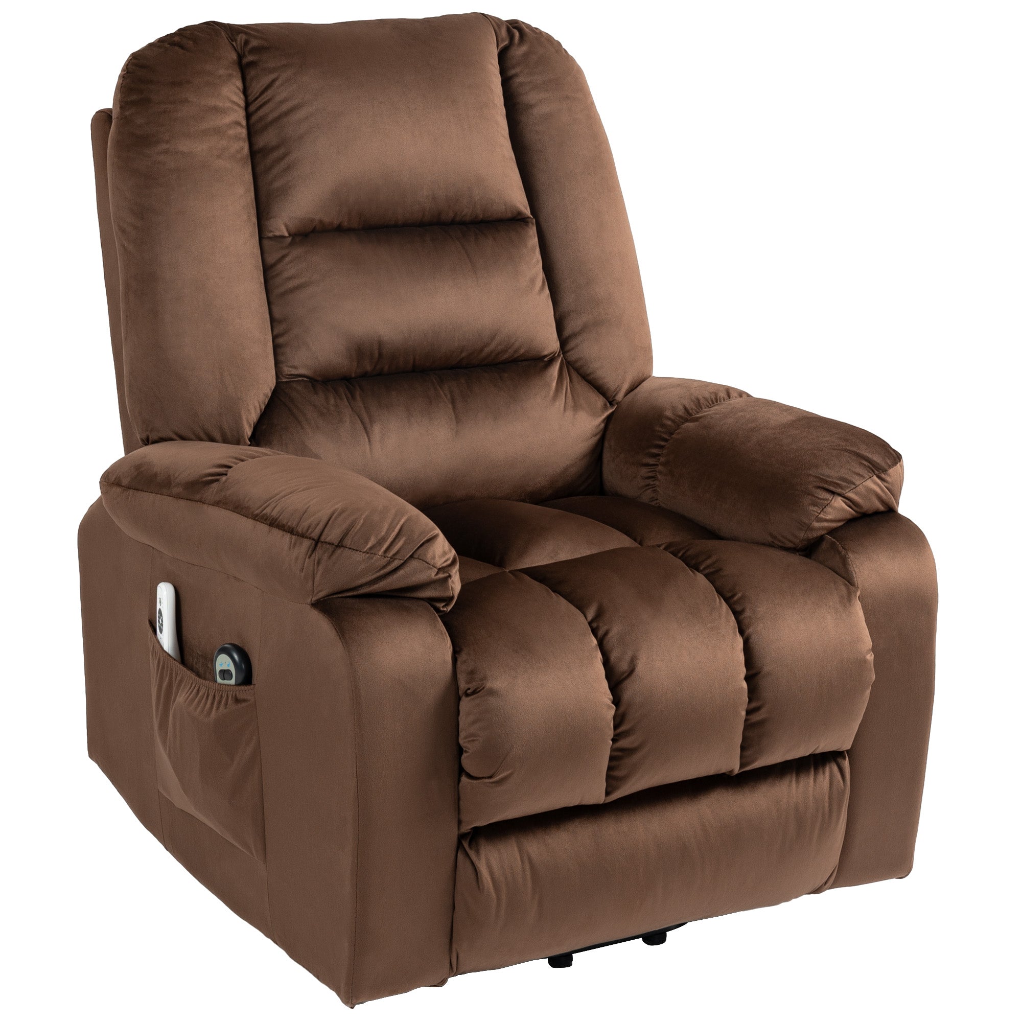 Leathaire Eight Massage Point Armchair, with Heat and Reclining Back - Brown