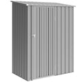 5ft x 3ft Garden Storage Shed, Outdoor Metal Shed with Sloped Roof, Aluminium Grey
