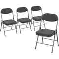 Set of Four Folding Corduroy Seat Chairs - Dark Grey