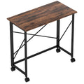 80 cm Folding Desk on Wheels - Rustic Brown