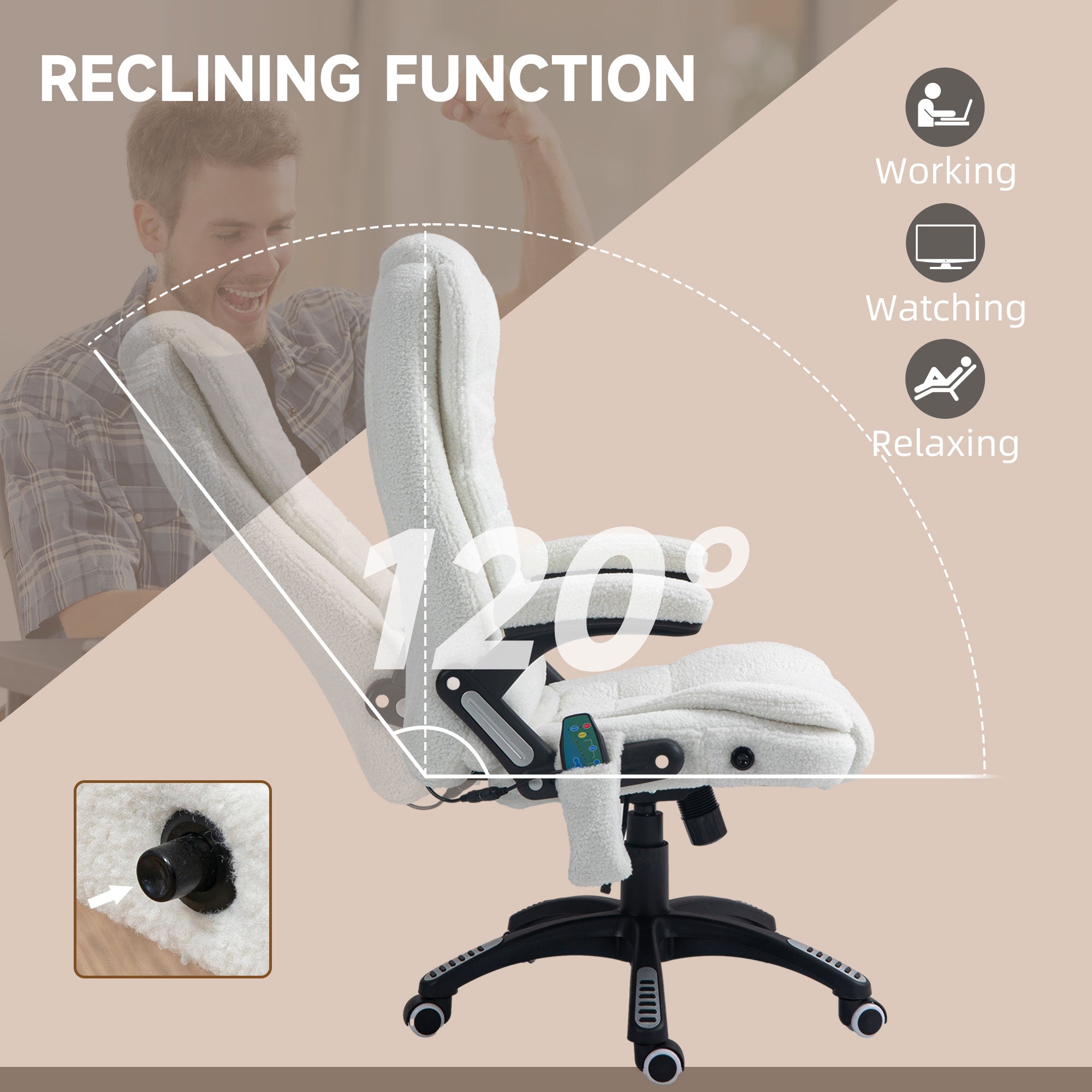 Boucle Six-Point Massage Office Chair - White