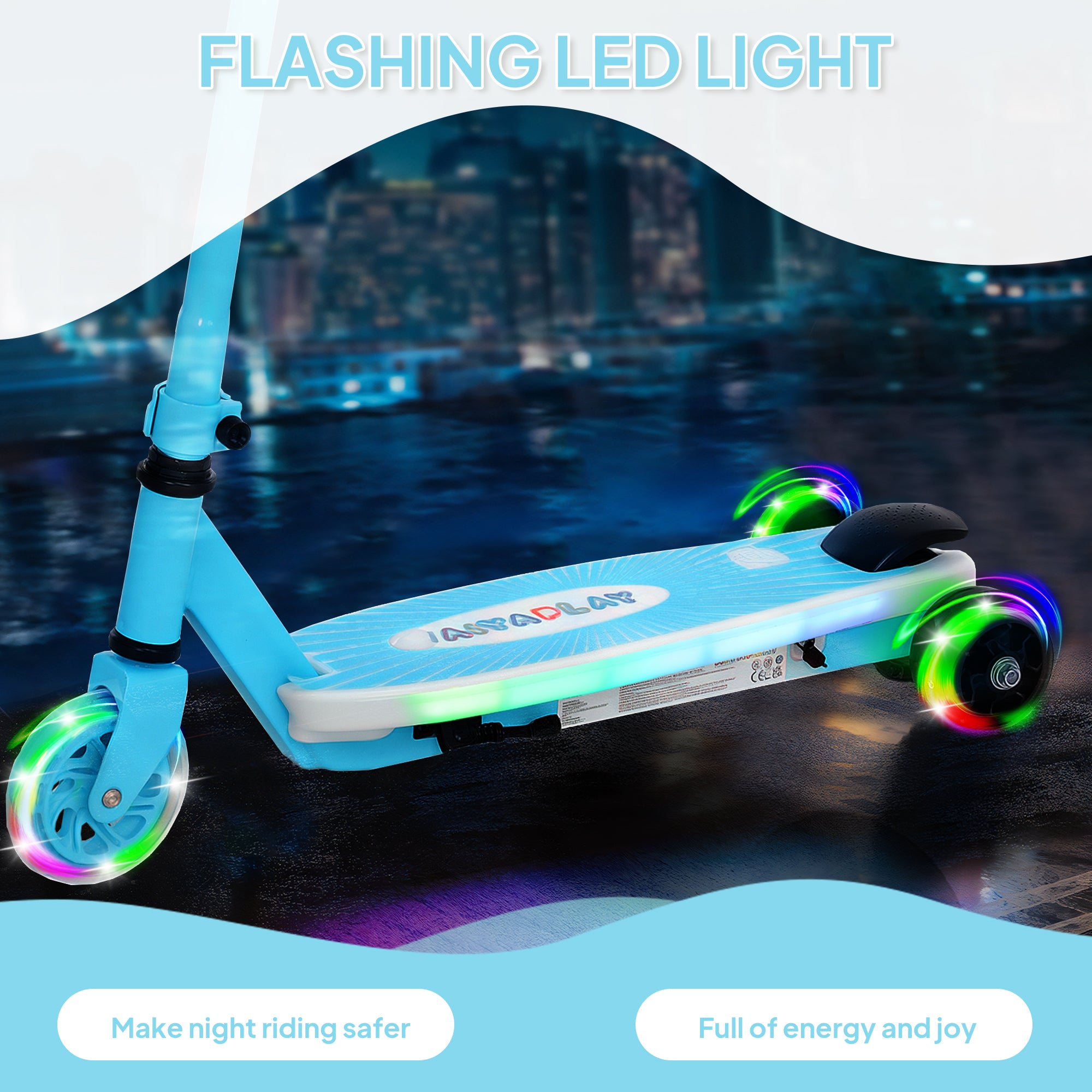 Electric Scooter for Kids Ages 4-7, with Auxiliary Rear Wheels, Flashing LED Light and Electric Brake, Kids Electric Scooter for Boys Girls, 6 KM/H & 8 KM, Blue