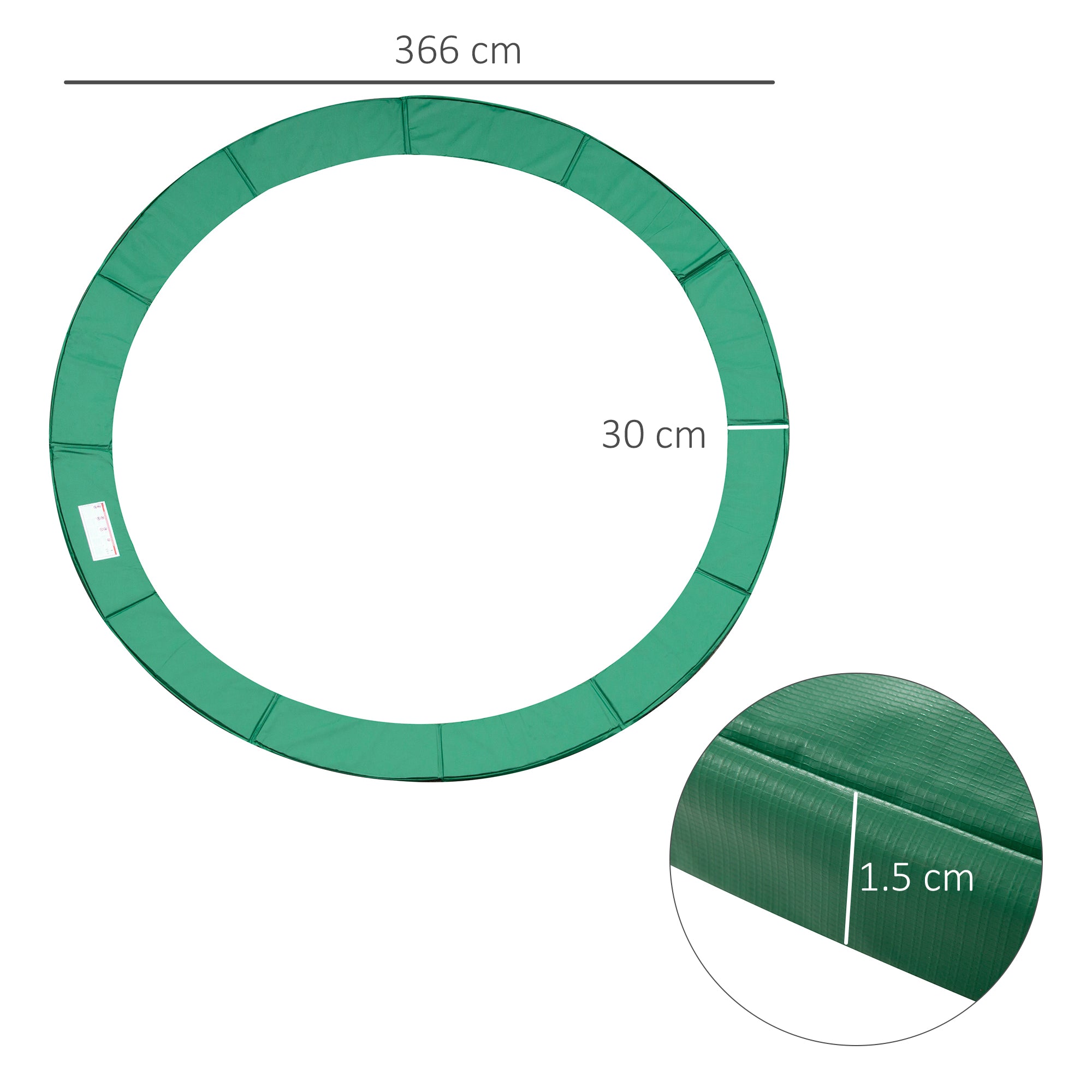 12FT Trampoline Spring Cover, Plastic Trampoline Pad Replacement Safety Guard, Green