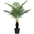 120cm Artificial Areca Palm Tree with 9 PE Leaves, Decorative Artificial Plant with Plastic Pot and Flocked Soil, Fake Plant for Home Office Decor, Green