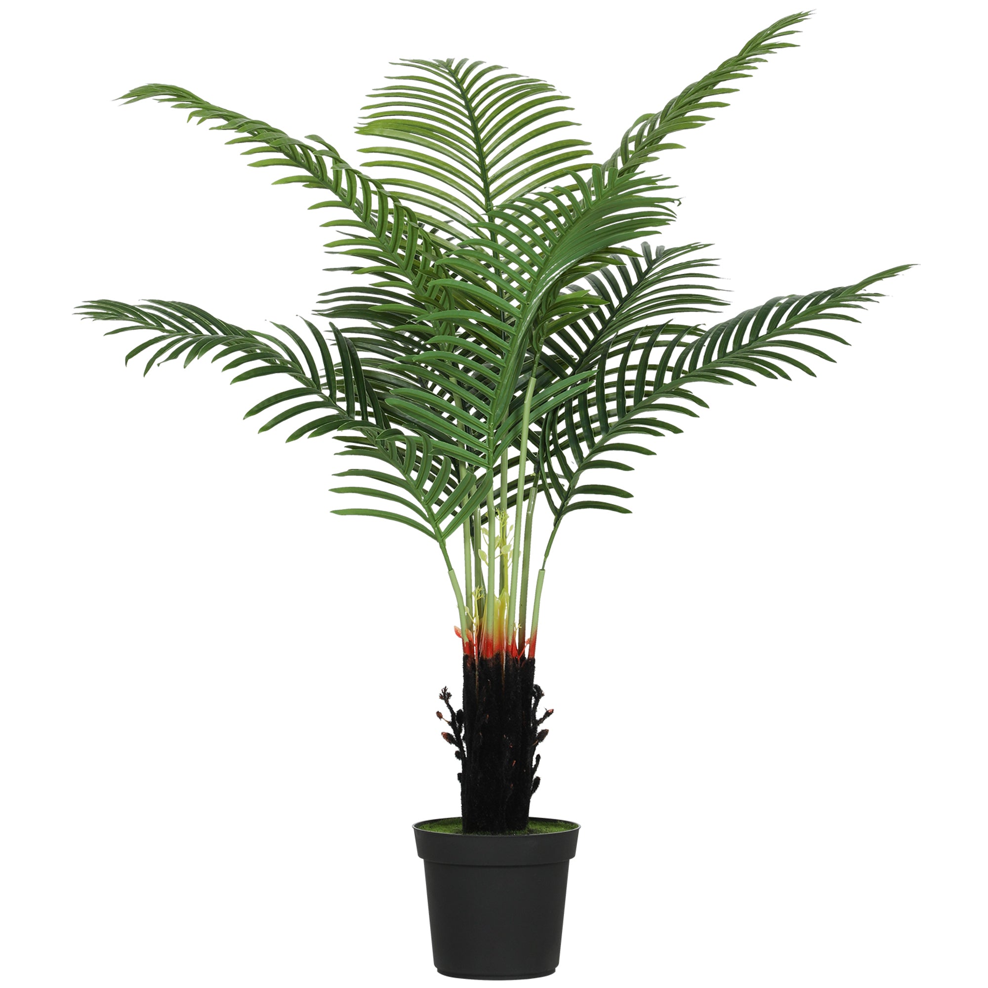 120cm Artificial Areca Palm Tree with 9 PE Leaves, Decorative Artificial Plant with Plastic Pot and Flocked Soil, Fake Plant for Home Office Decor, Green