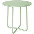 48 cm Round Garden Side Table, Small Metal Outdoor Garden Table with Rolled Edge, Green