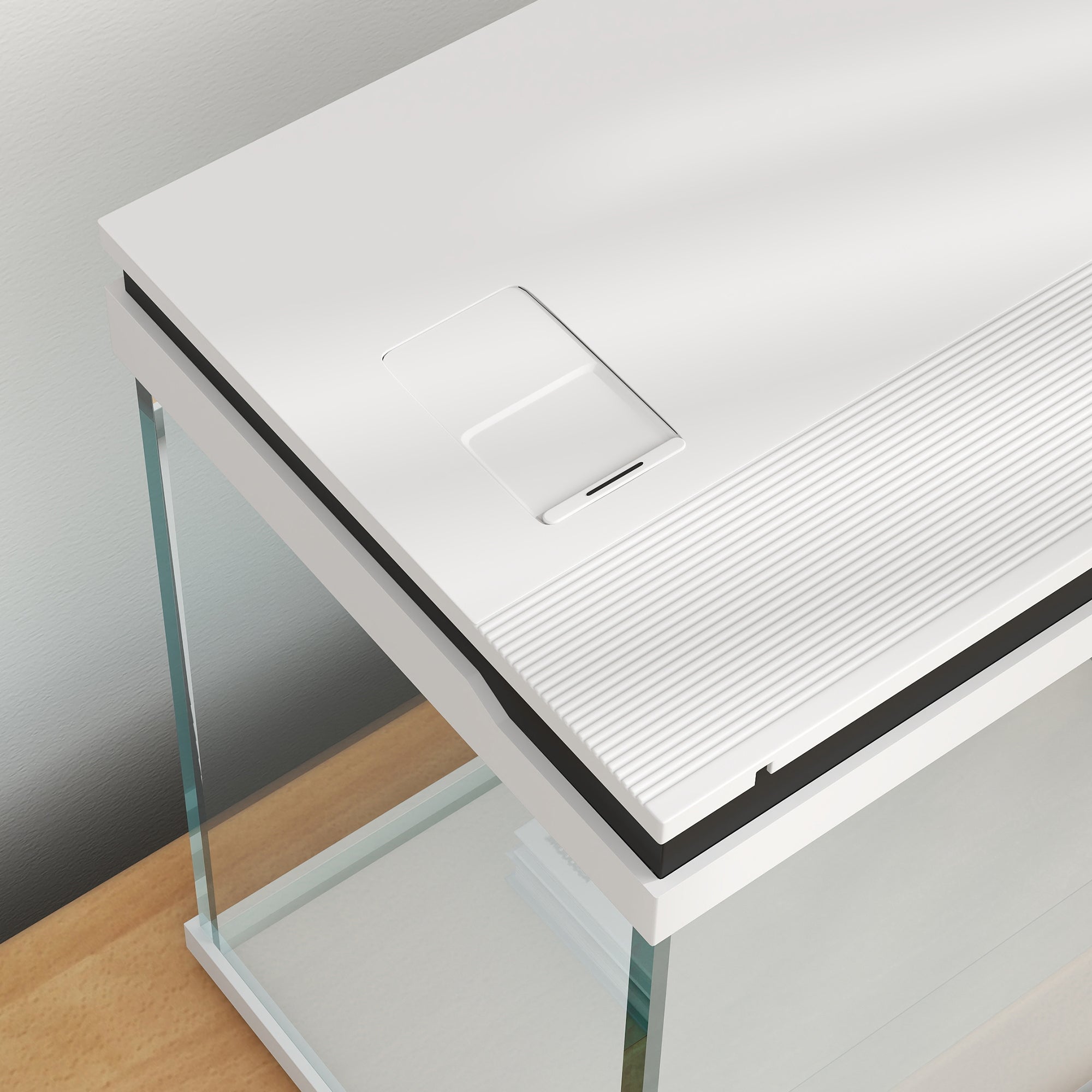 26L Glass Fish Tank with Filter System, LED Lights, Water Pump, White