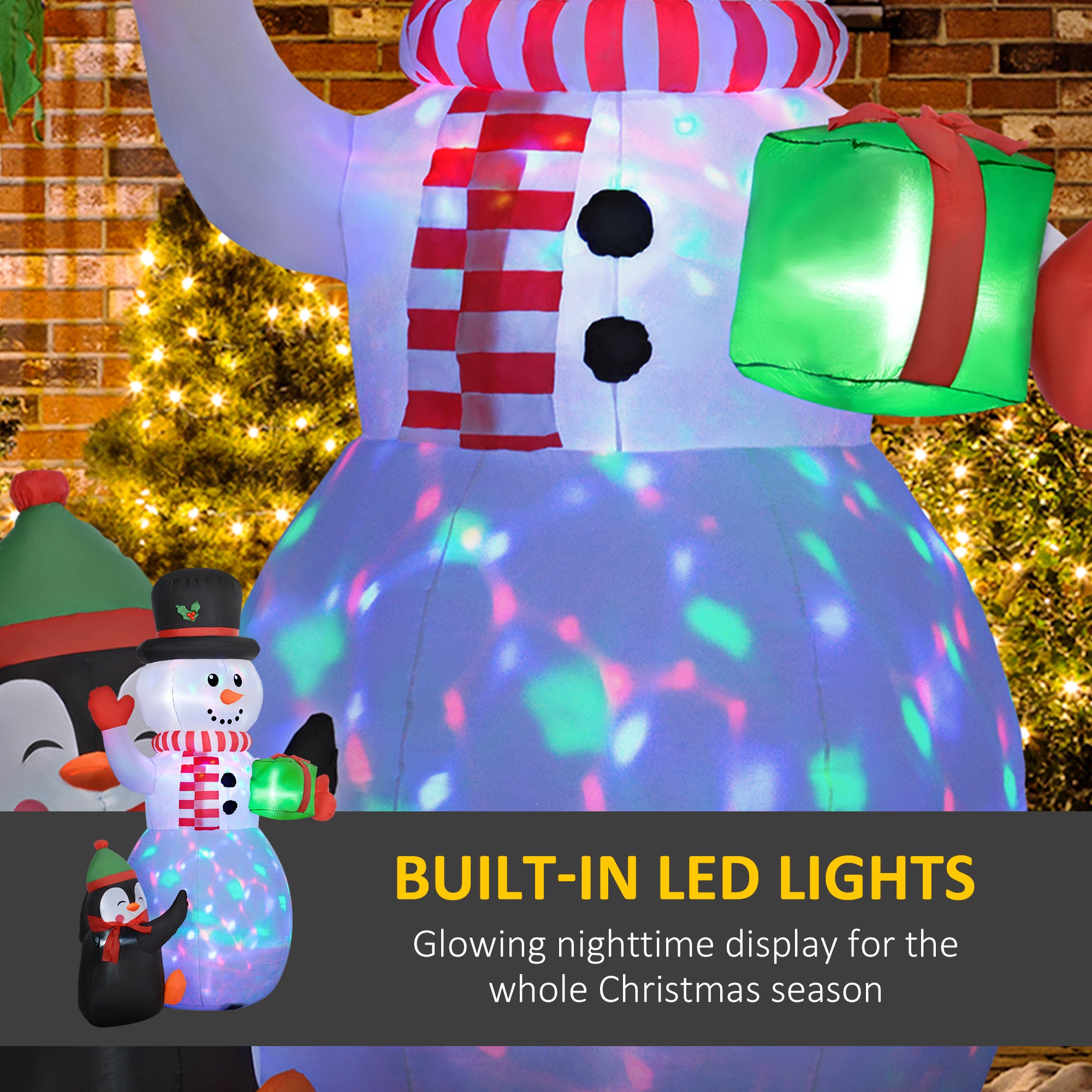 8ft Inflatable Christmas Snowman, with Accessories