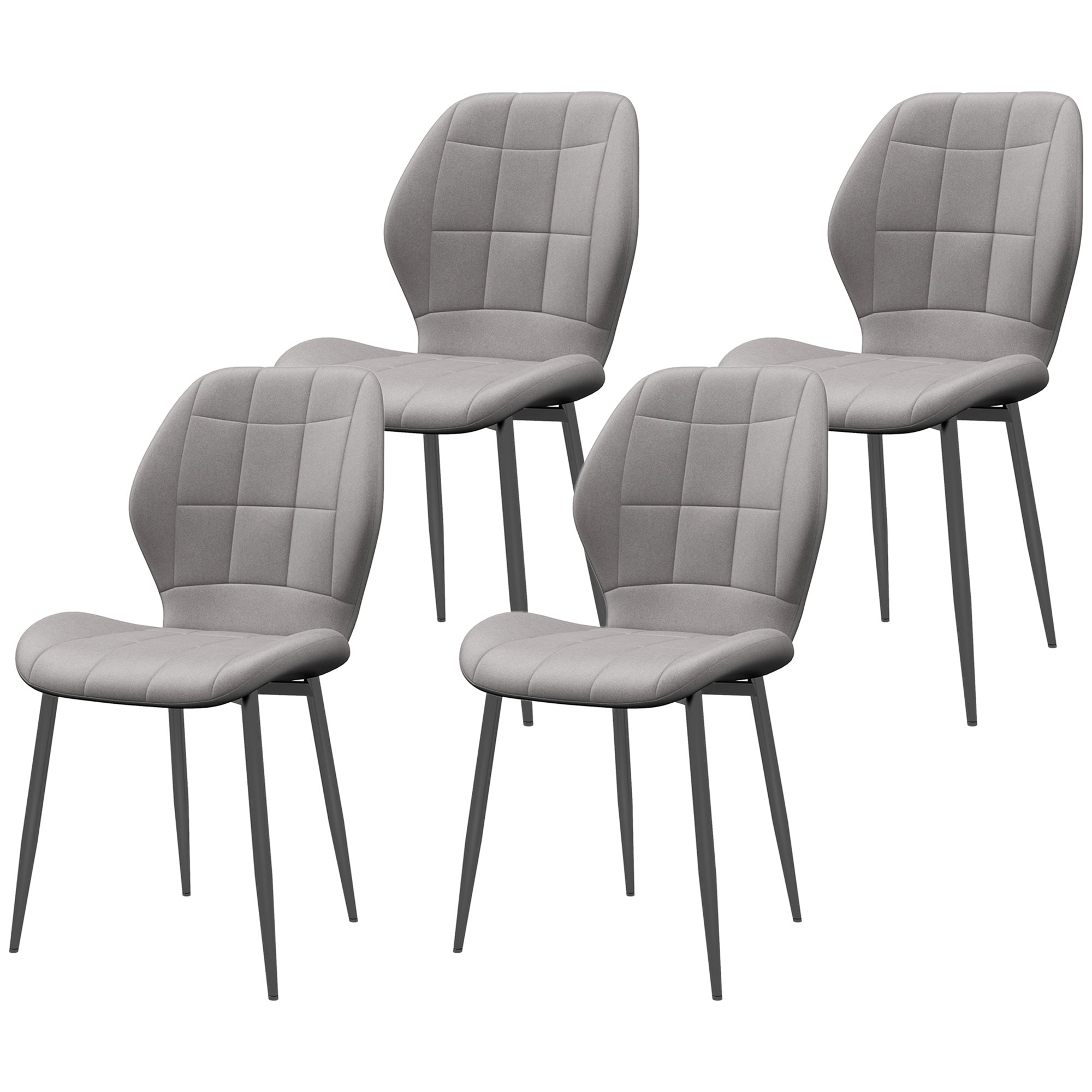 Set of Four Flannel Relaxed Tub Dining Chairs - Light Blue