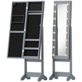 Freestanding Mirrored Jewellery Storage Cabinet - Grey