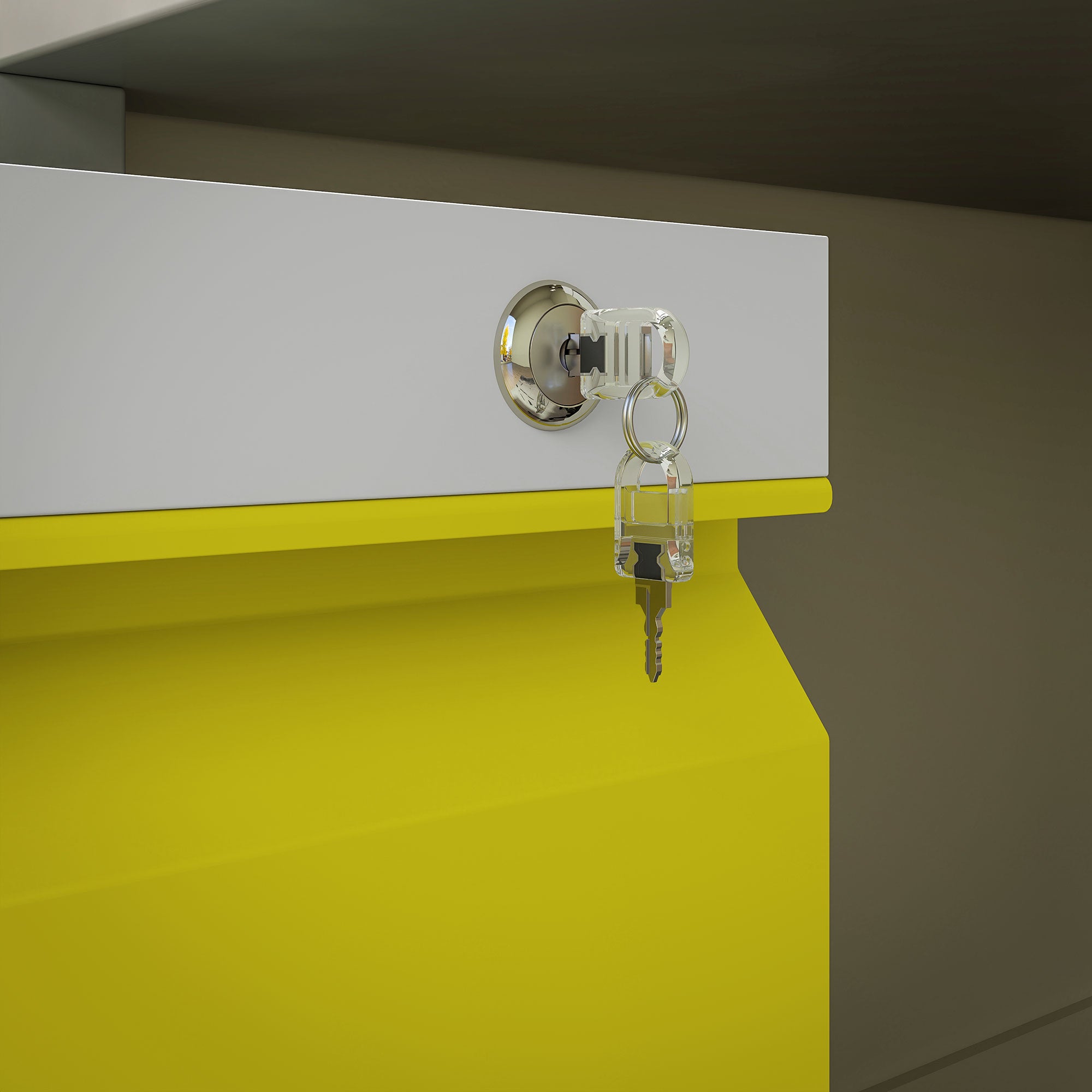 3 Drawer Filling Cabinet, Mobile Metal File Cabinet with Anti-tilt Design for Letter, A4, Legal Size, Yellow