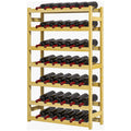 42-Bottle Wooden Wine Rack with Slim Design - Natural Finish