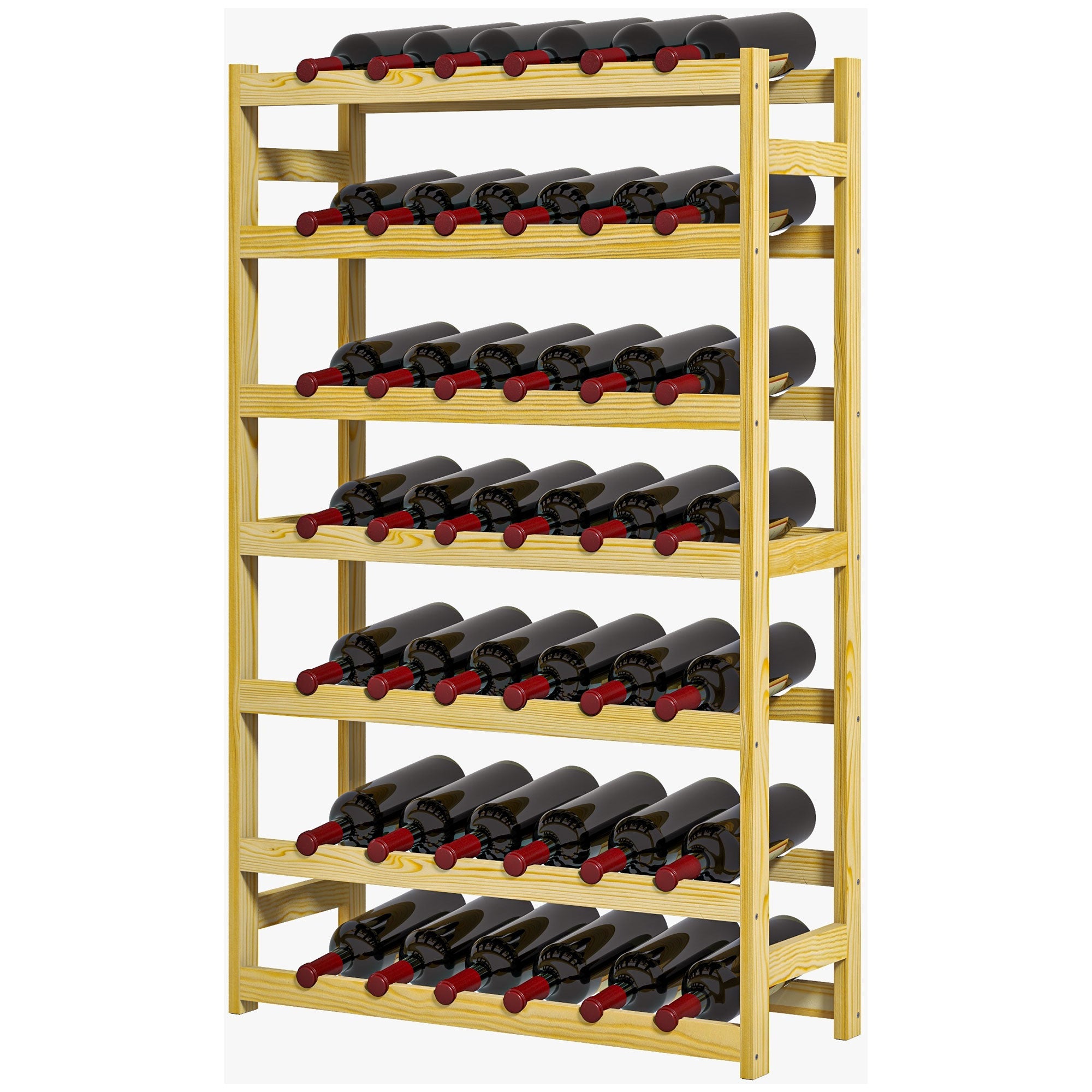 42-Bottle Wooden Wine Rack - Natural Finish