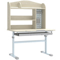 Kids Desk Height Adjustable with Tilt-Desktop, Hutch, Drawer, Storage Shelf, Pegboard, for 3-12 Years Old, Natural