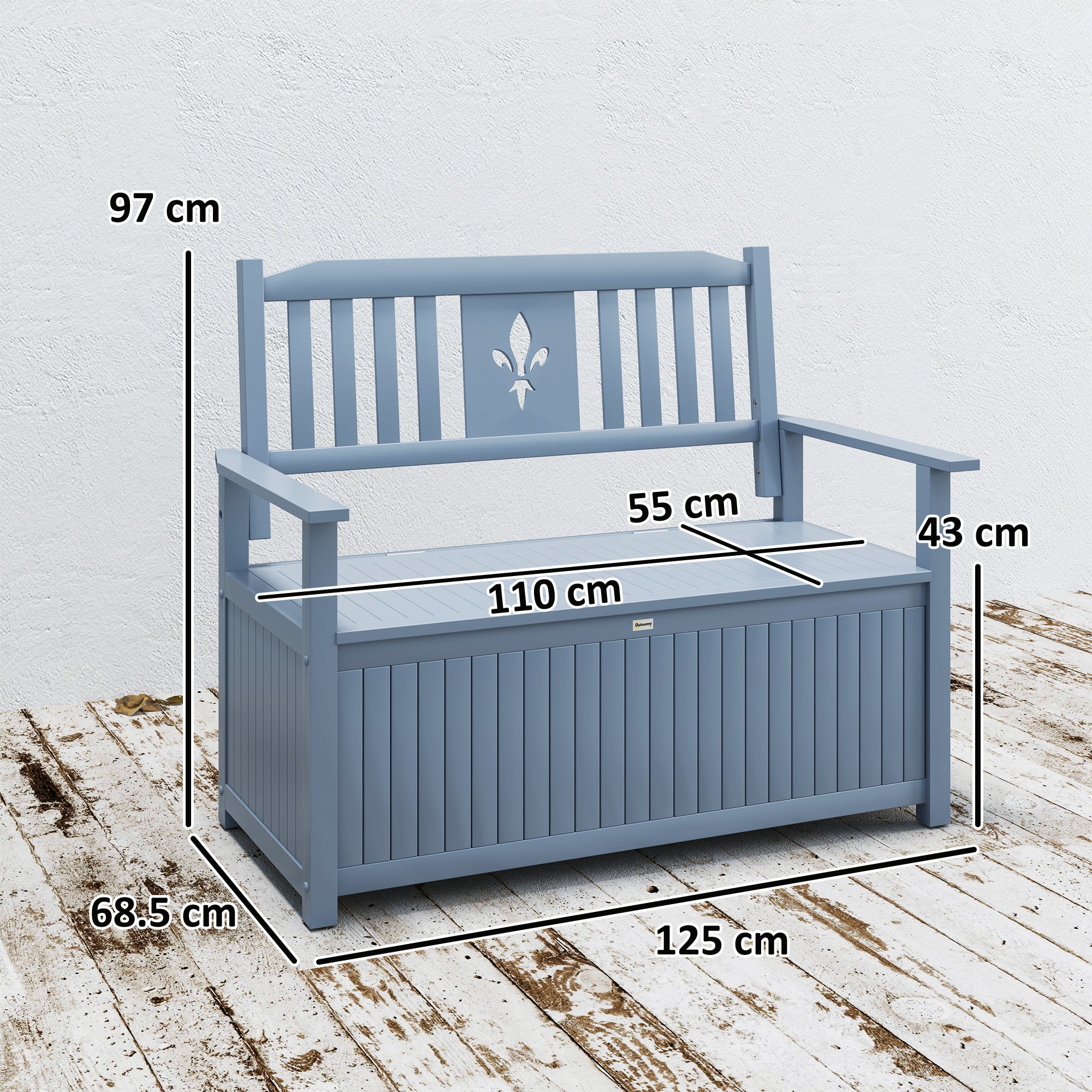 2 Seater Wooden Storage Bench with Hidden Compartment - Grey
