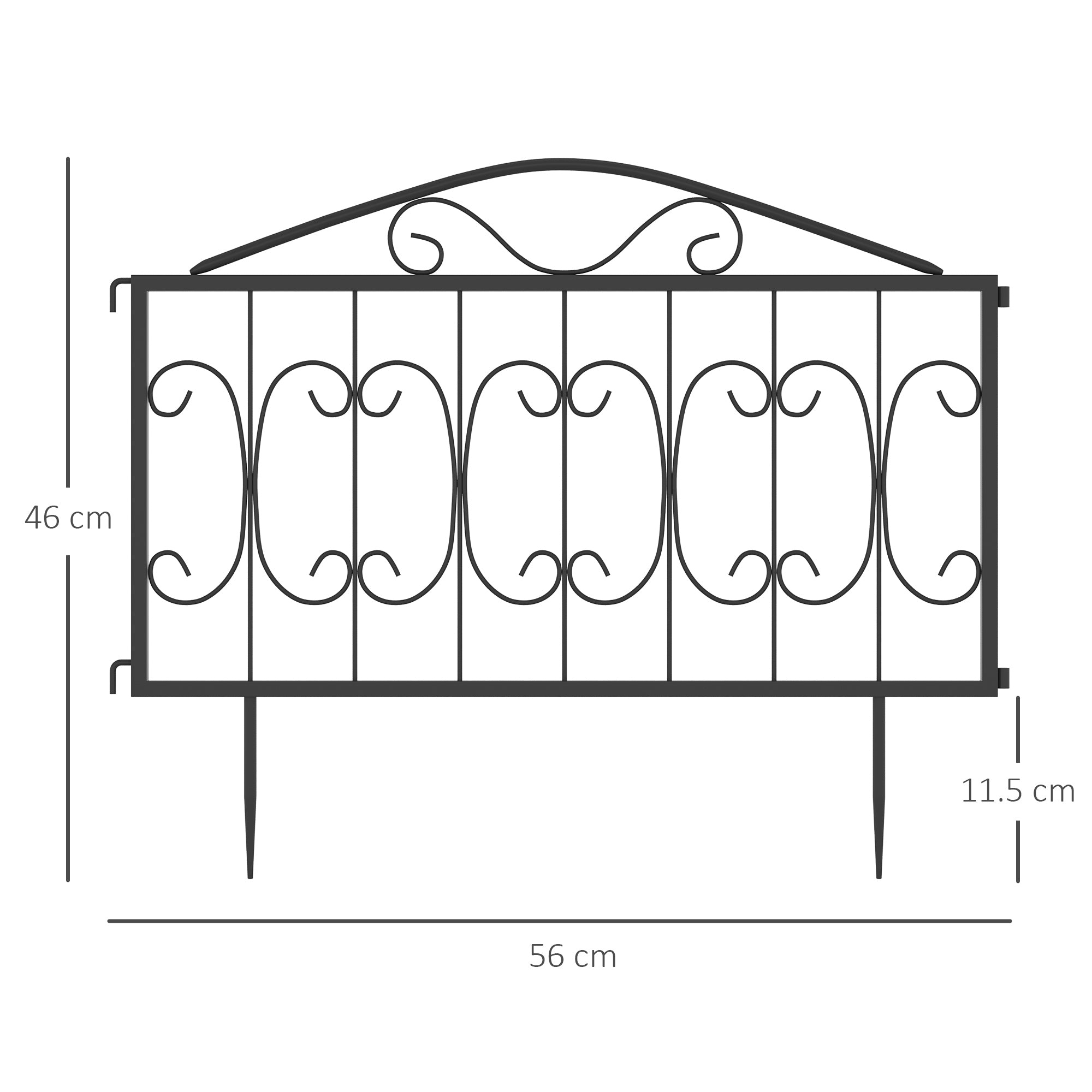 Decorative Garden Fencing, 8PCs Outdoor Picket Fence Panels, Rustproof Metal Wire Landscape Flower Bed Border Edging Animal Barrier, Black