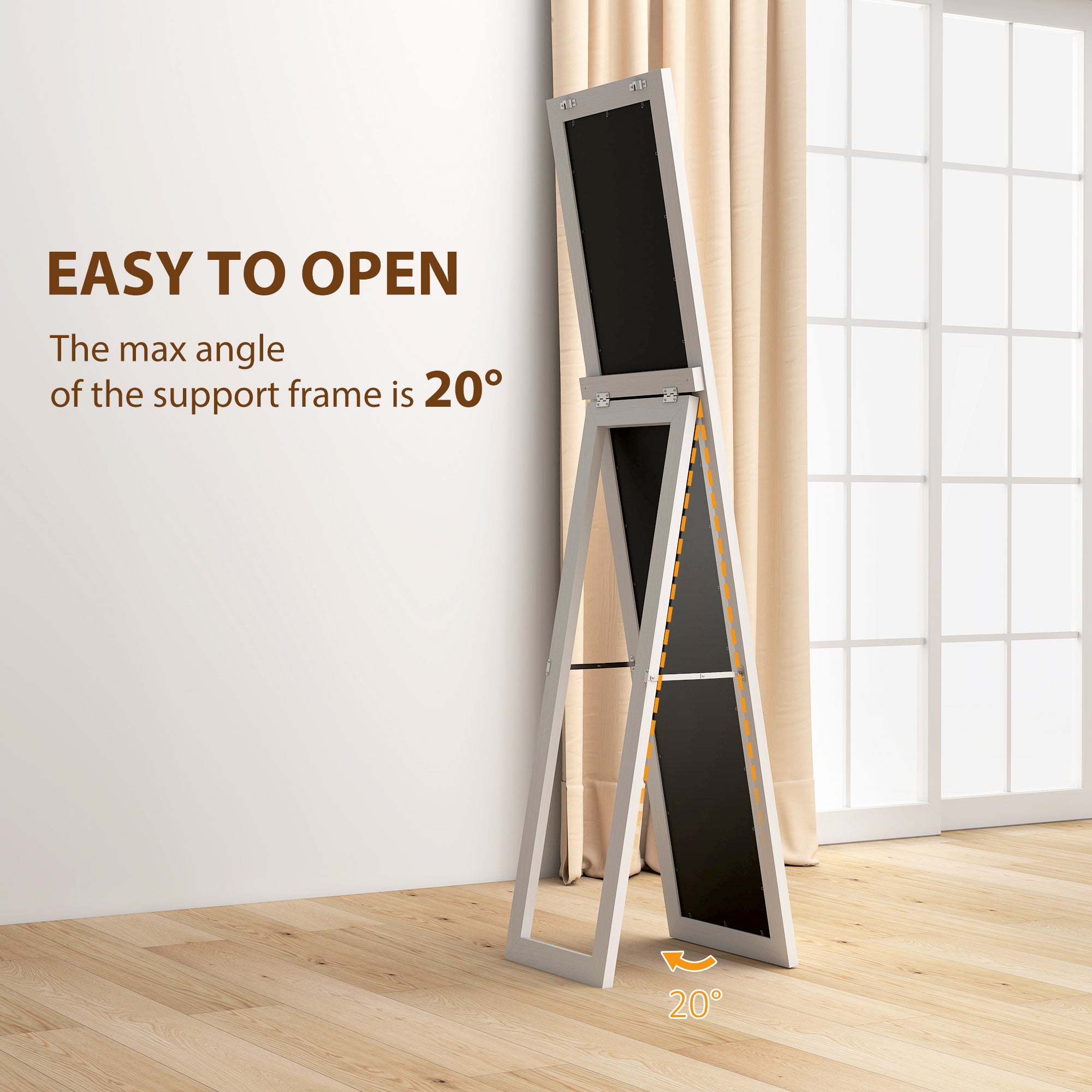 37 x 157 cm Full Length Mirror - White