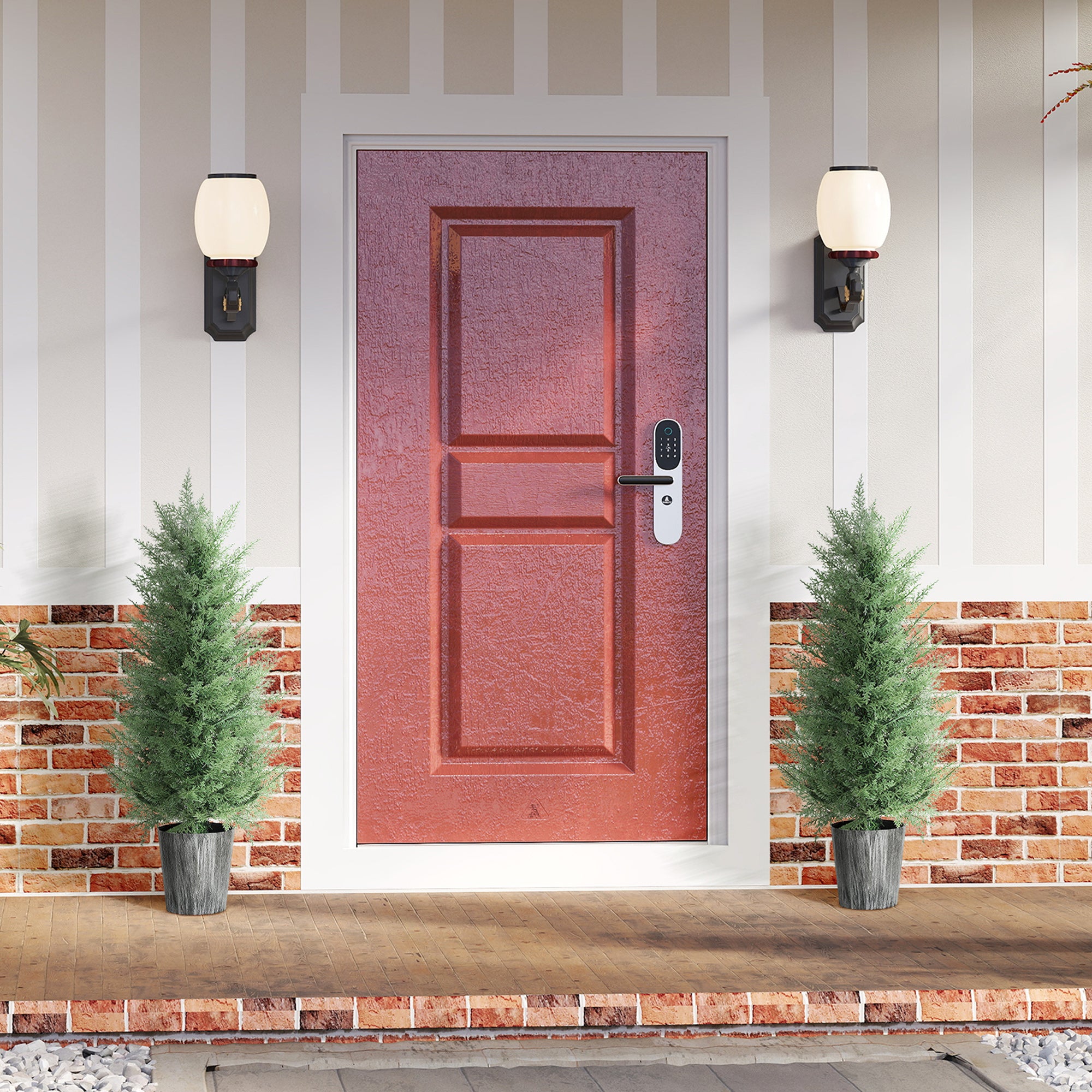 90cm Artificial Cypress Trees Set of 2, UV Resistant Artificial Plants with Decorative Pot, Fake Plants for Indoor Outdoor Decor, Green