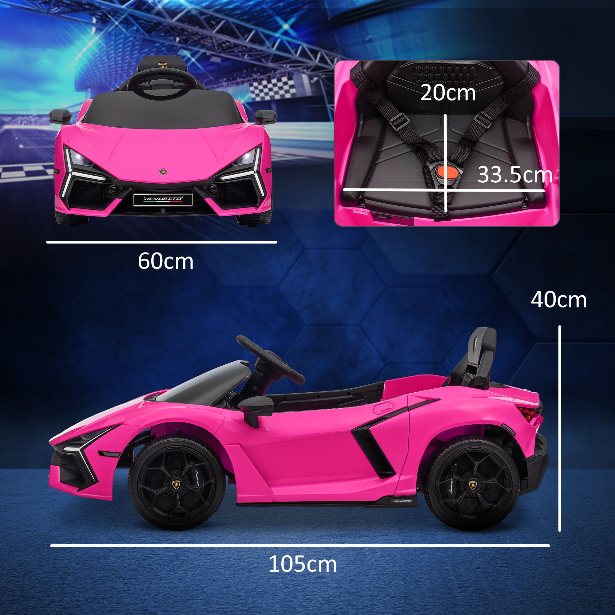 Lamborghini Revuelto Licensed 12V Ride on Car w/ Butterfly Doors, Transport Wheels, Suspension, Remote Control, Pink