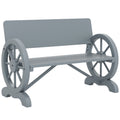 2 Seater Fir Wood Outdoor Garden Wagon Wheel Bench - Grey