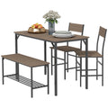 Four-Piece Dining Set with Table, Chairs & Bench - Grey & Black
