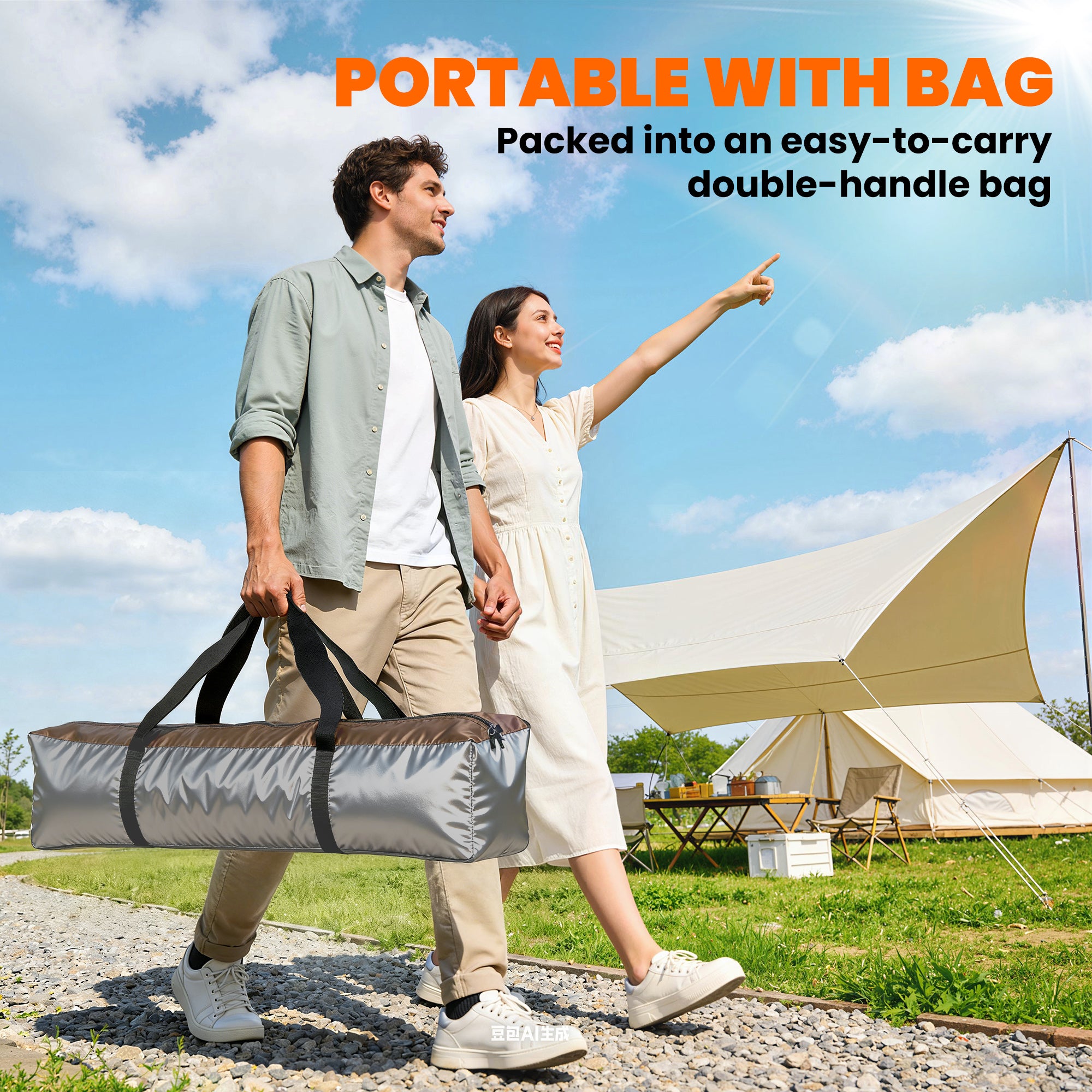 Double Layer Instant Pop Up Tent with Rainfly, Portable Camping Shelter with Sewn-in Groundsheet and Carry Bag, Brown