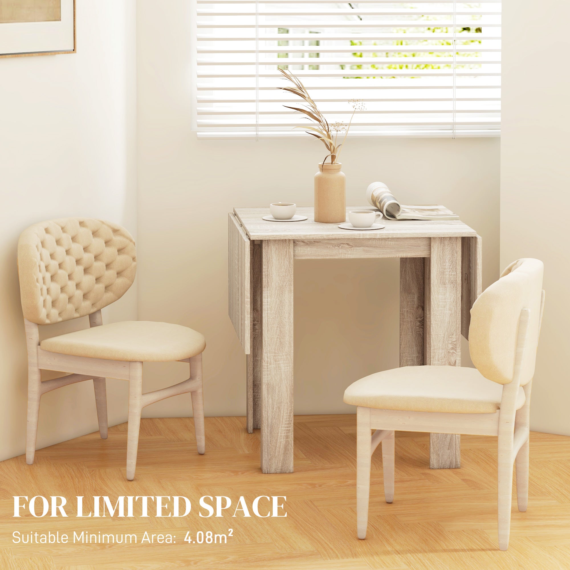 Four-Seater Drop Leaf Dining Table with Expandable Top - Oak Wood Effect