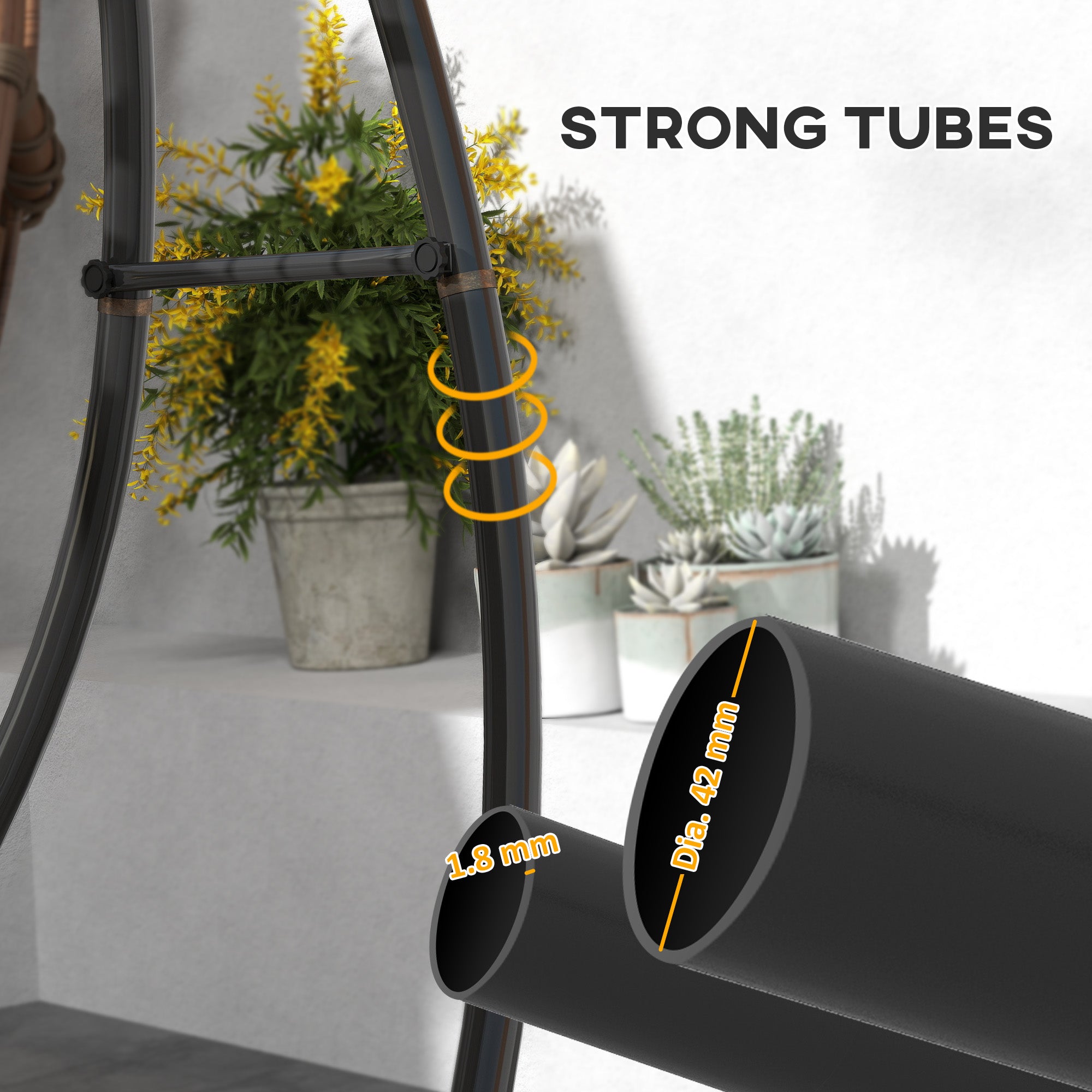 Heavy Duty Hammock Chair Stand with Extra Large Base - Black