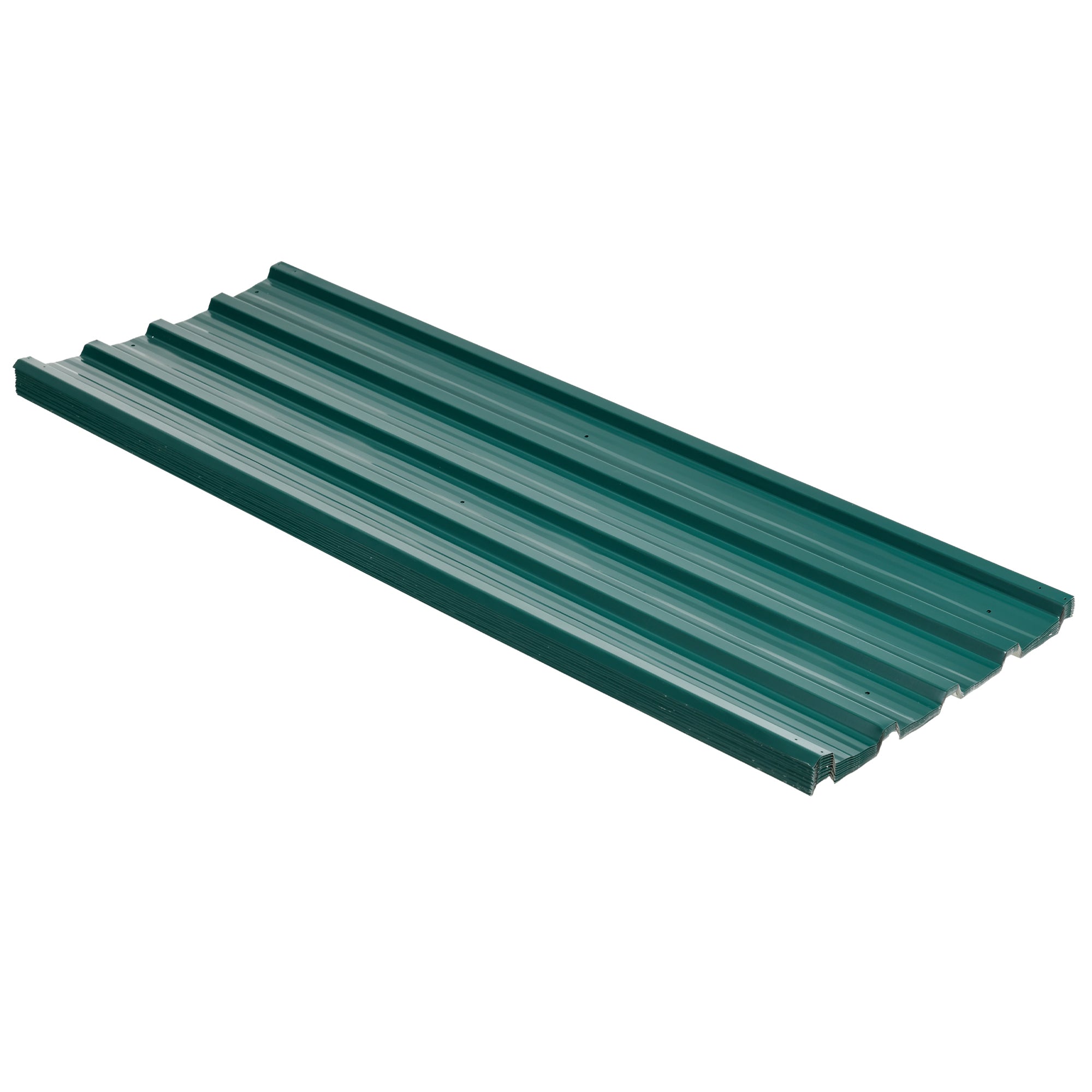 Set of 12 Corrugated Steel Roof Sheet Panels - Green