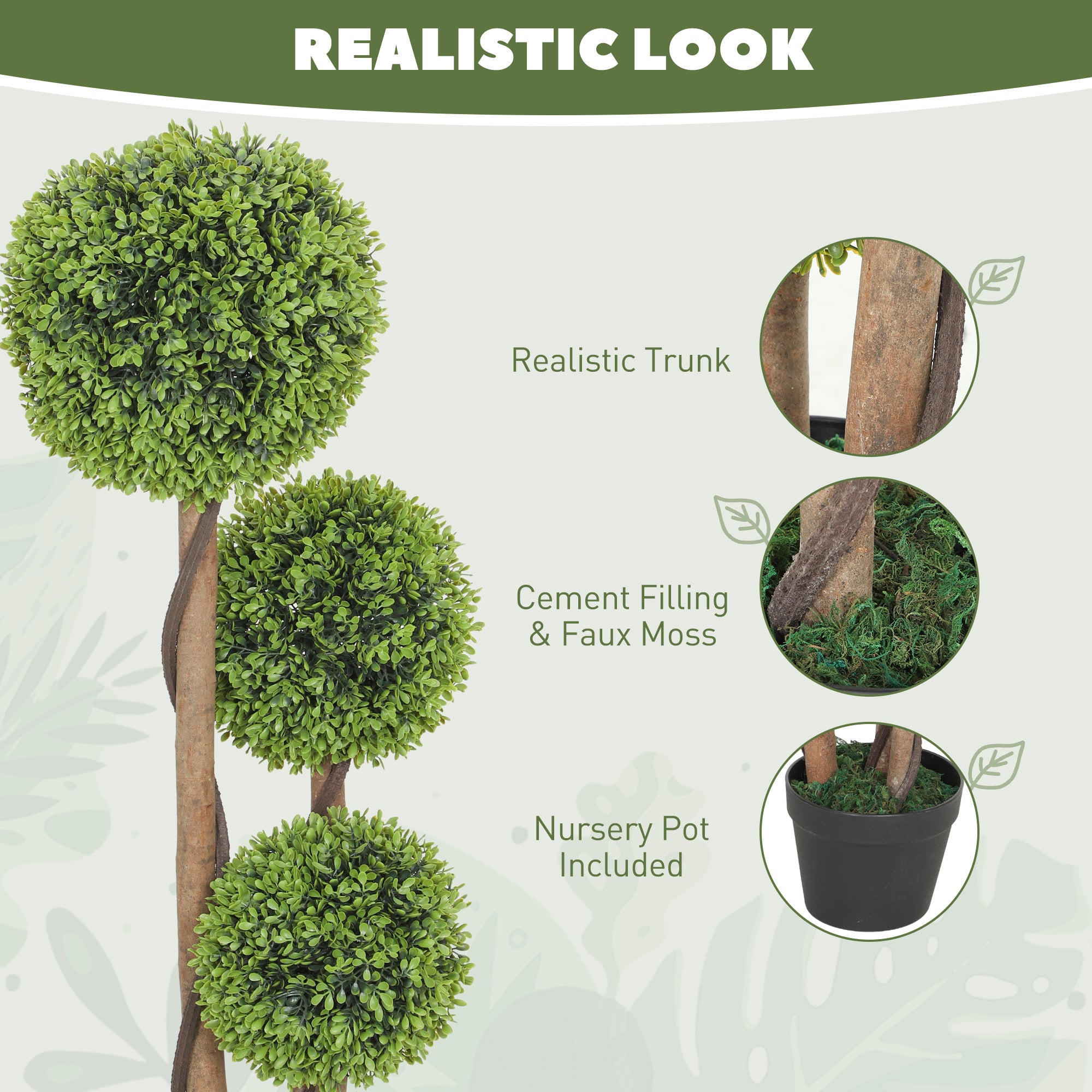 Decorative Artificial Trees Boxwood Ball Topiary Trees Set of 2 in Pot, Fake Plants for Home Indoor Outdoor Decor