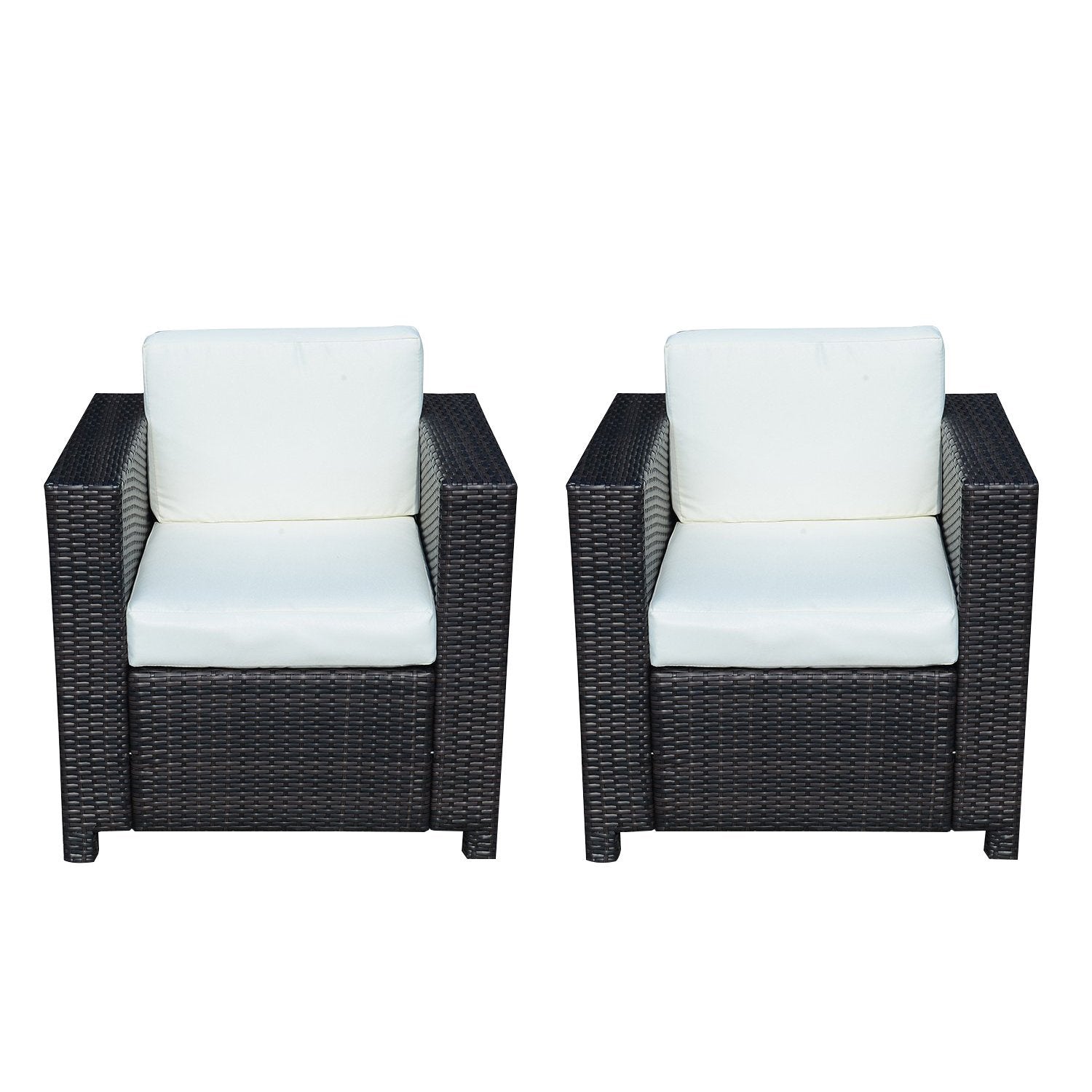 2 Rattan Garden single Seater Chair All Weather Wicker Weave Single Sofa chair armchair Patio Black
