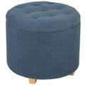 31.8L Teddy Fleece Storage Ottoman with Button-Tufted Top - Blue