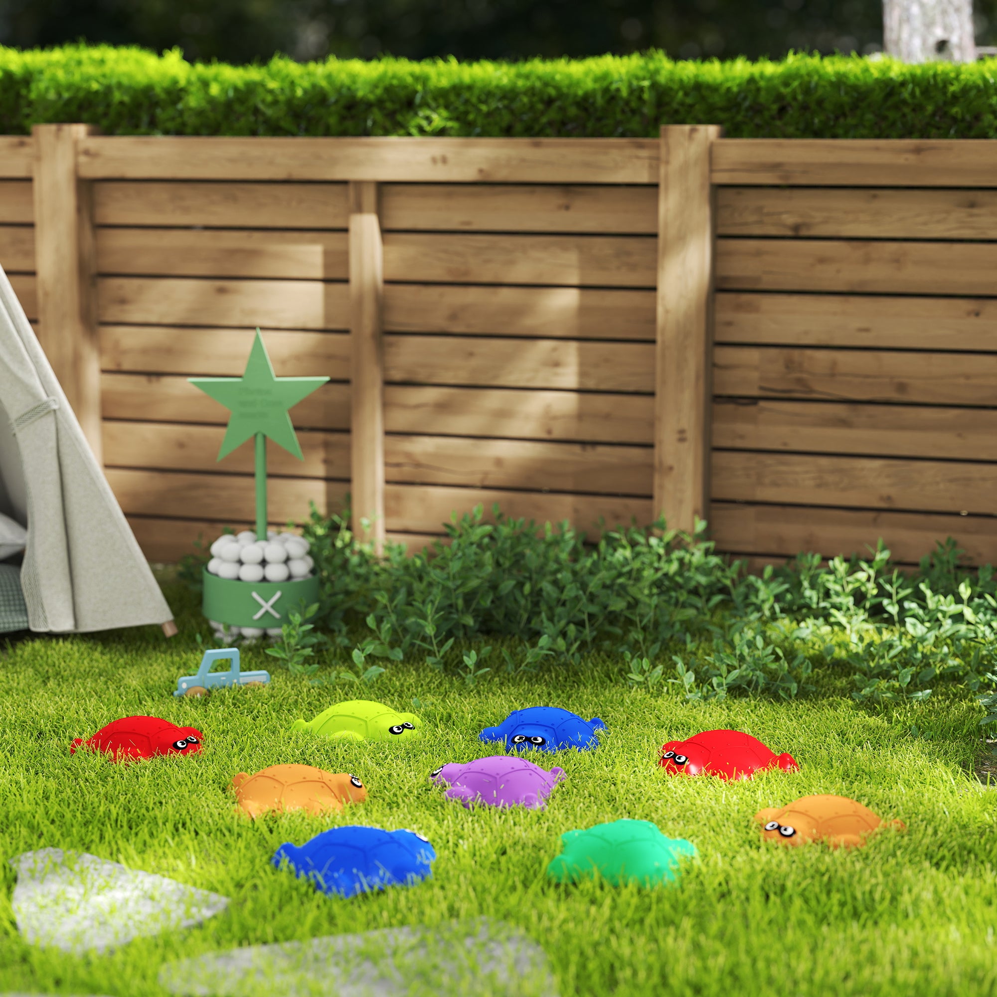 9 PCS Balance Stepping Stones with Non-slip Edge, Indoor Outdoor Obstacle Courses for Kids Ages 3-8 Years, Multicoloured