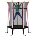 Kids Mini Trampoline Bouncer with Safety Enclosure Net for Ages 3-10 - Pink