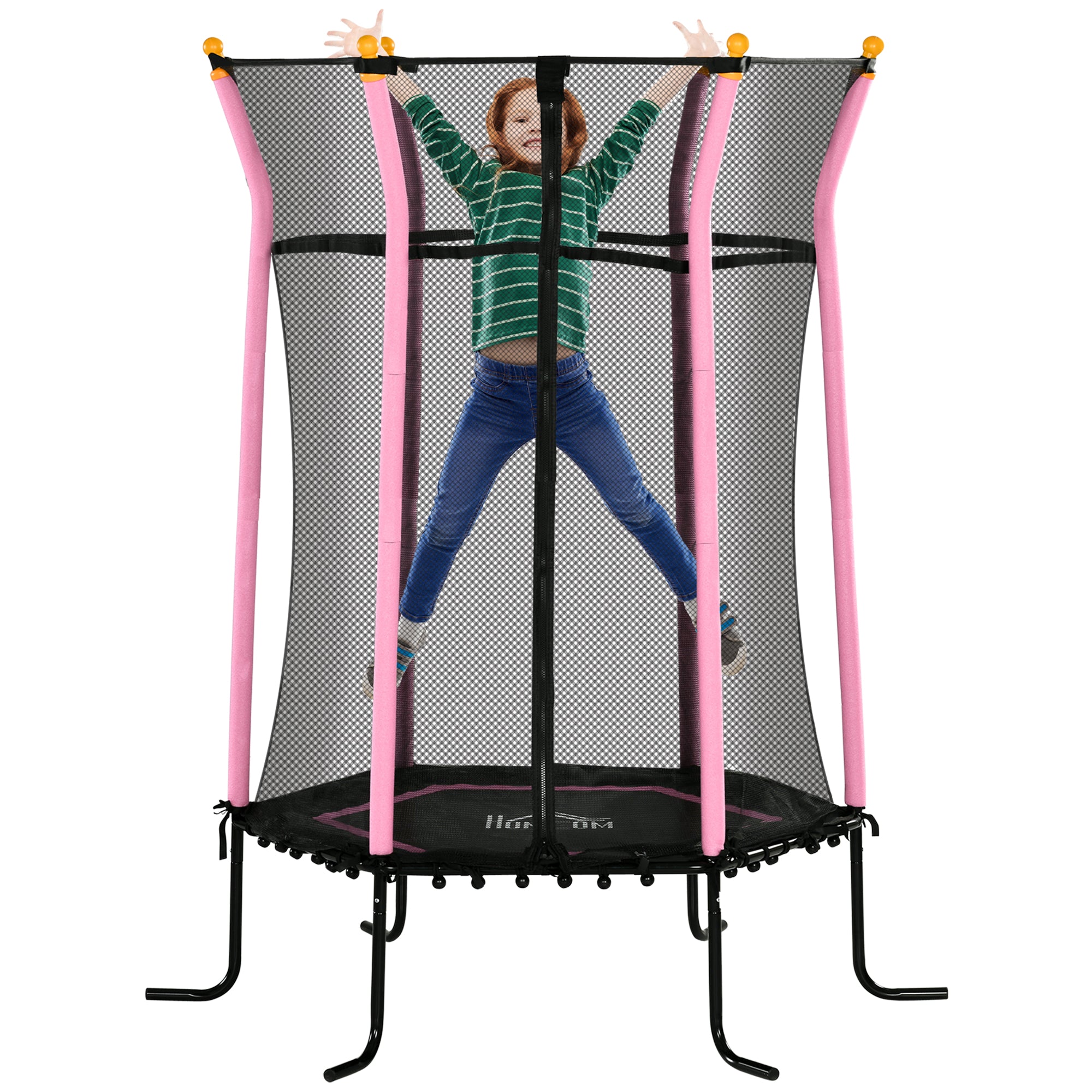 Kids Trampoline Mini Bouncer with Enclosure Safety Net For Ages 3-10 Years - Pink