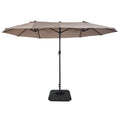4.6m Double Canopy Garden Parasol with Weighted Base - Tan