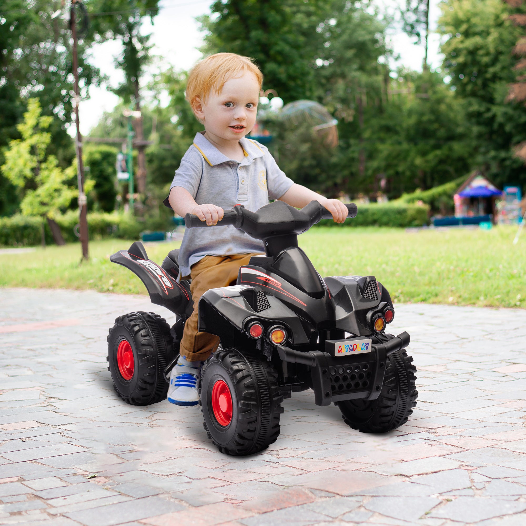 6V Kids Electric Quad Bike w/ Music, Forward Function, for 2-6 Years, Black