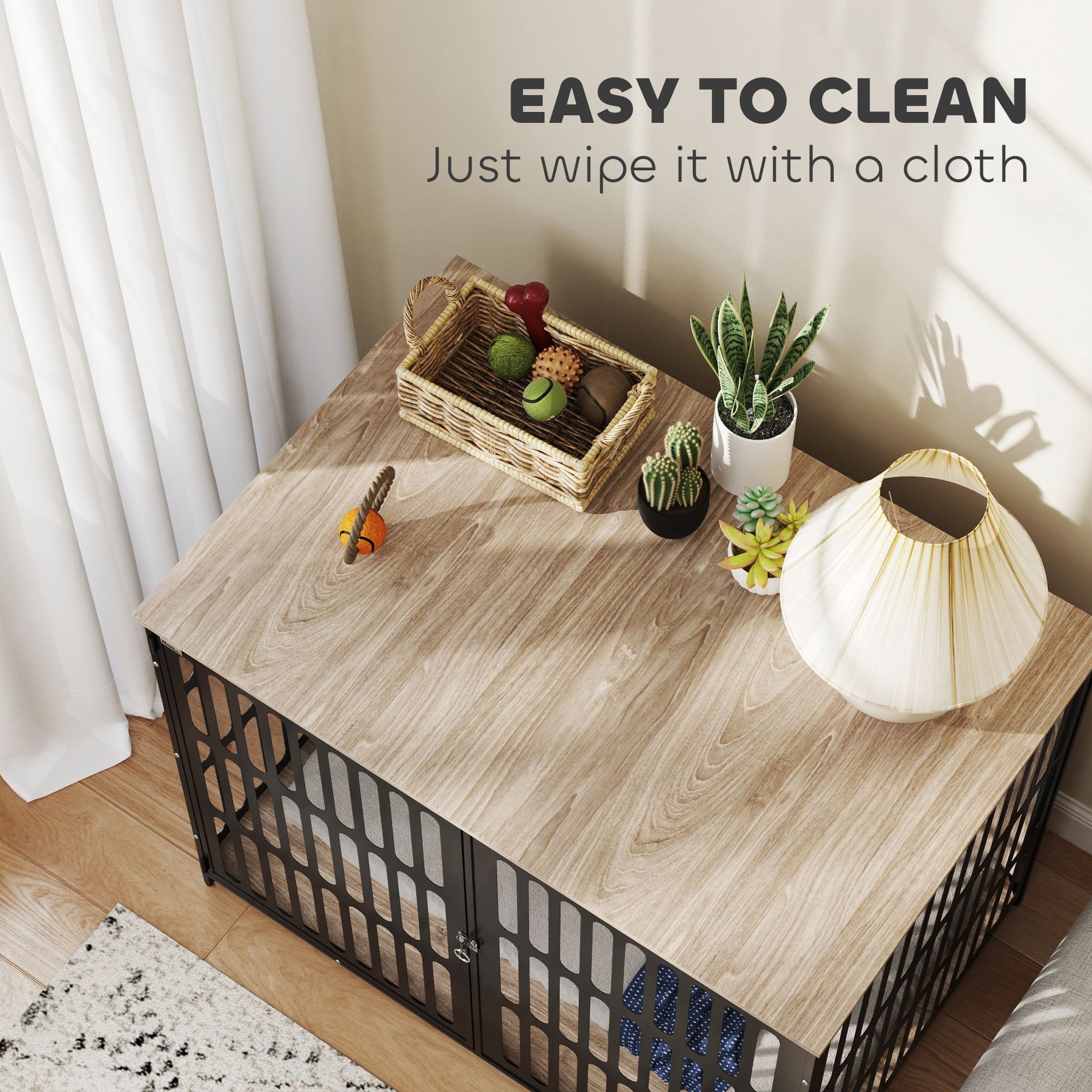 Dog Crate Furniture with Anti-Chew Resistant Mesh, Anti-Escape Single Door, for Extra Large Dogs, 118 x 80 x 92 cm