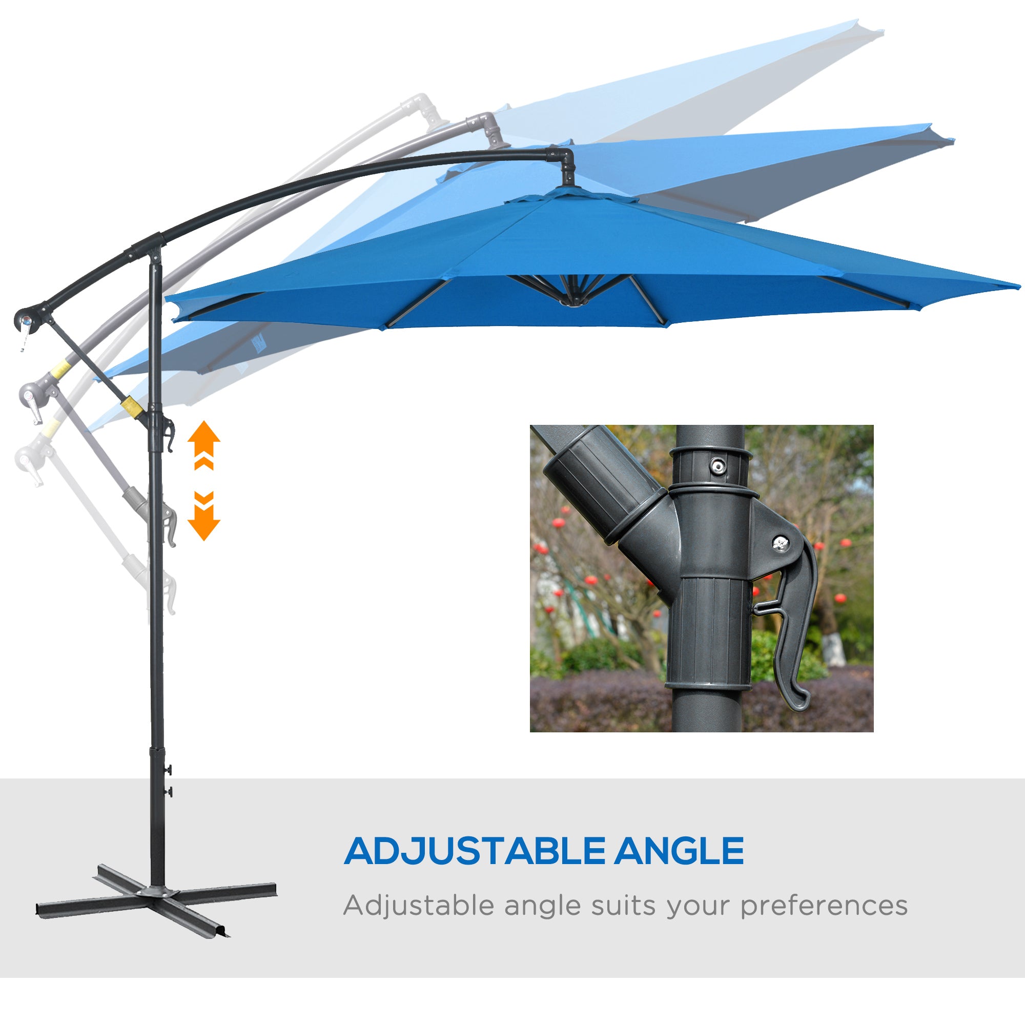 3m Offset Cantilever Parasol with Cross Base - Blue