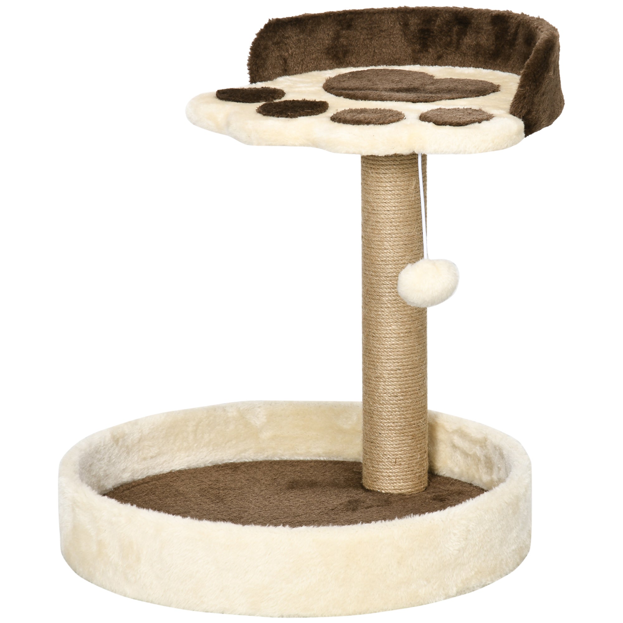 44cm Cat Tower, Cat Tree for Indoor Cats, with Sisal Cat Scratching Post, Toy Ball - Brown