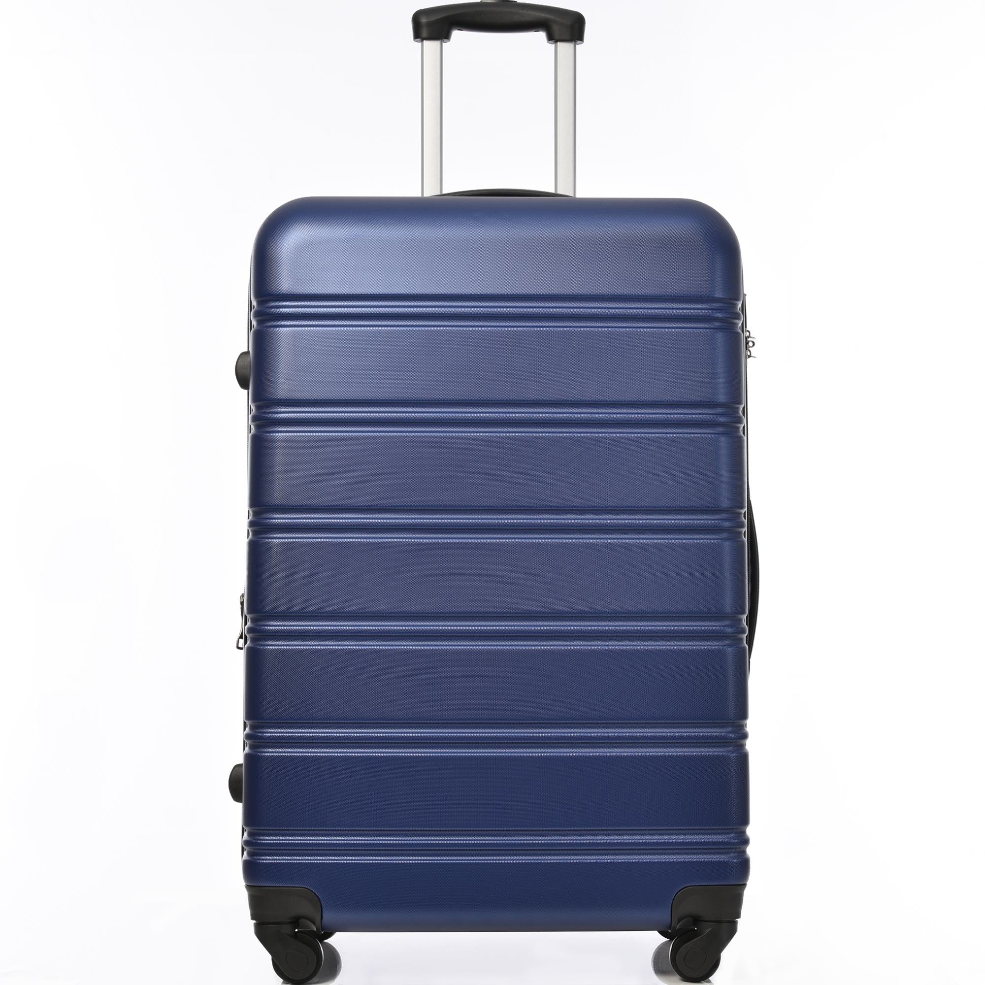 28" 4-Wheel ABS Hard Shell Travel Trolley Suitcase with Adjustable Handle, Luggage with Secure Lock, 52L × 32W × 78H cm, Deep Blue