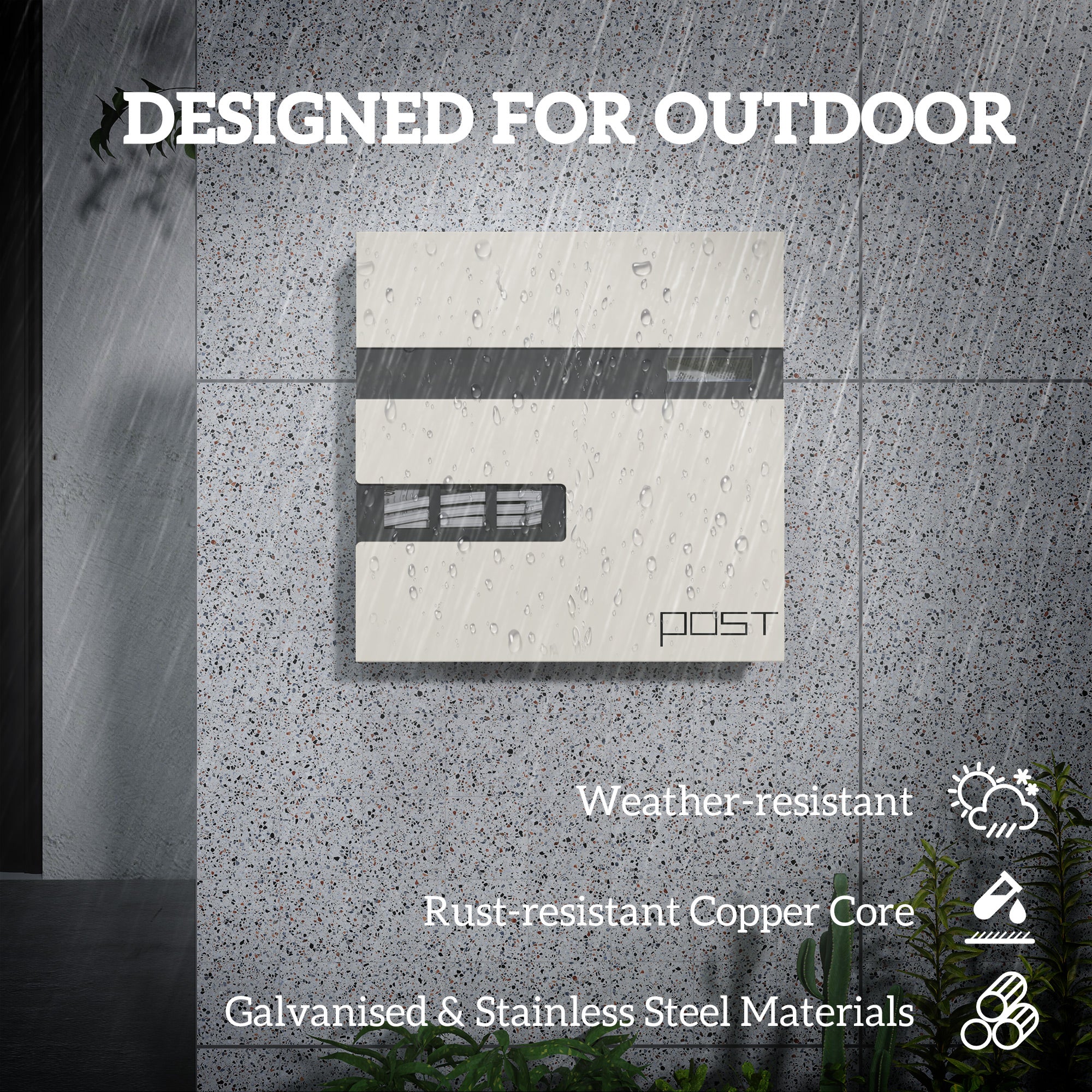 Locking Galvanised Steel Letterbox - White/Black