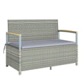170 L Garden Storage Bench with Zipped Liner, 2 Seater Rattan Garden Bench with Storage, Gas Strut, Cushion, Light Grey